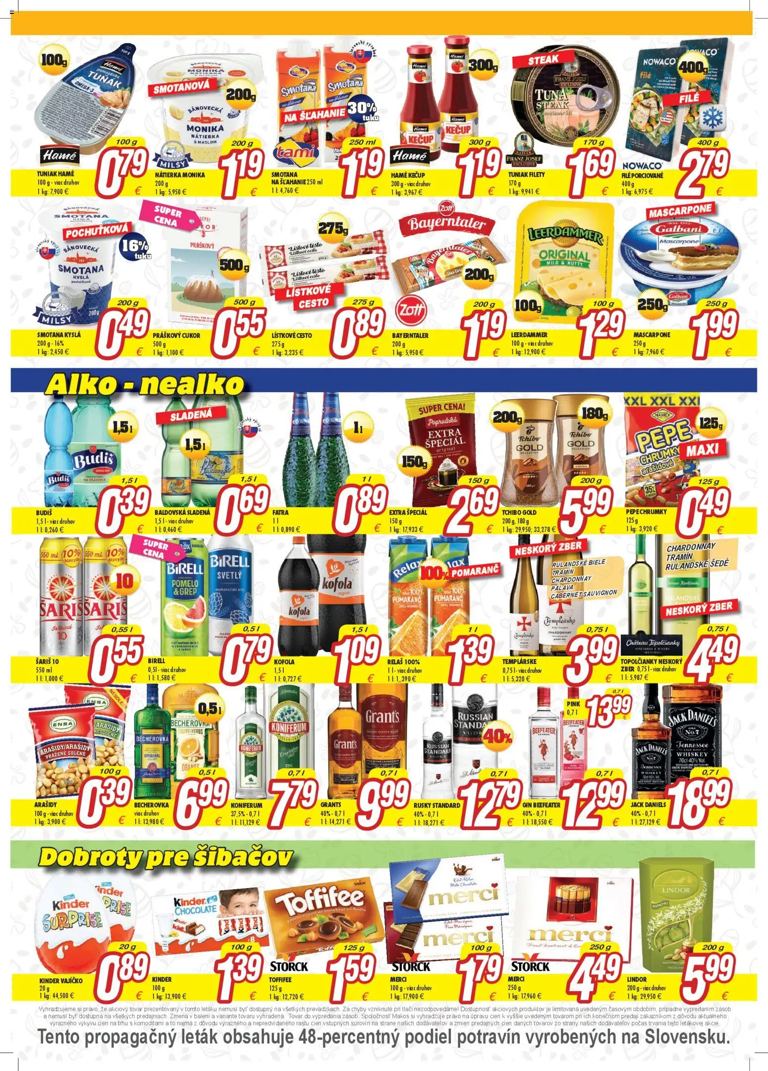 Nové Makos akcie – leták je platný od 30.03.2026 | Strana: 2 | Produkty: Beefeater, Kinder, Kofola, Koniferum