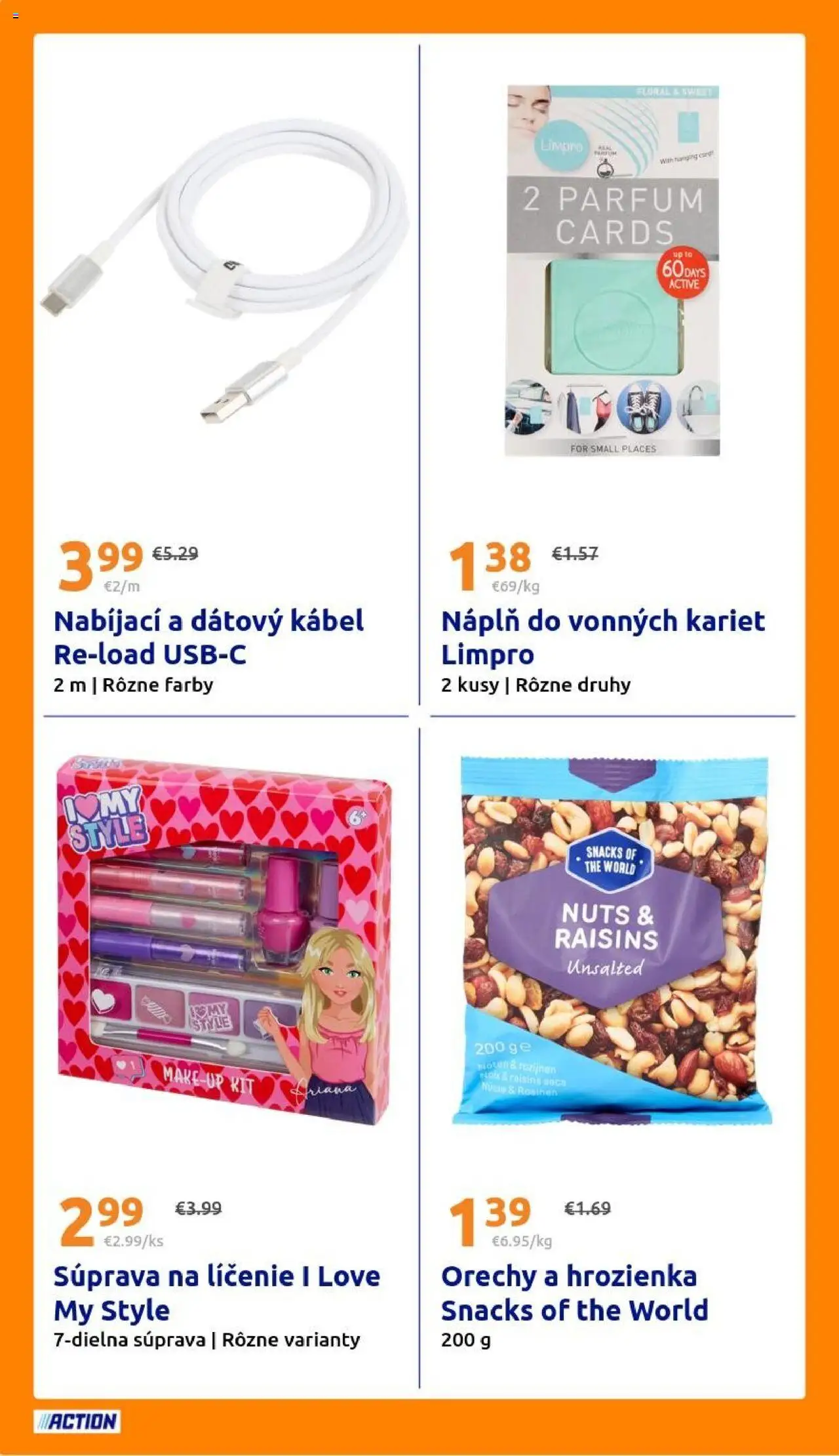 Nové Action akcie – leták je platný od 15.10.2025 | Strana: 22 | Produkty: Orechy, Hrozienka, Kábel