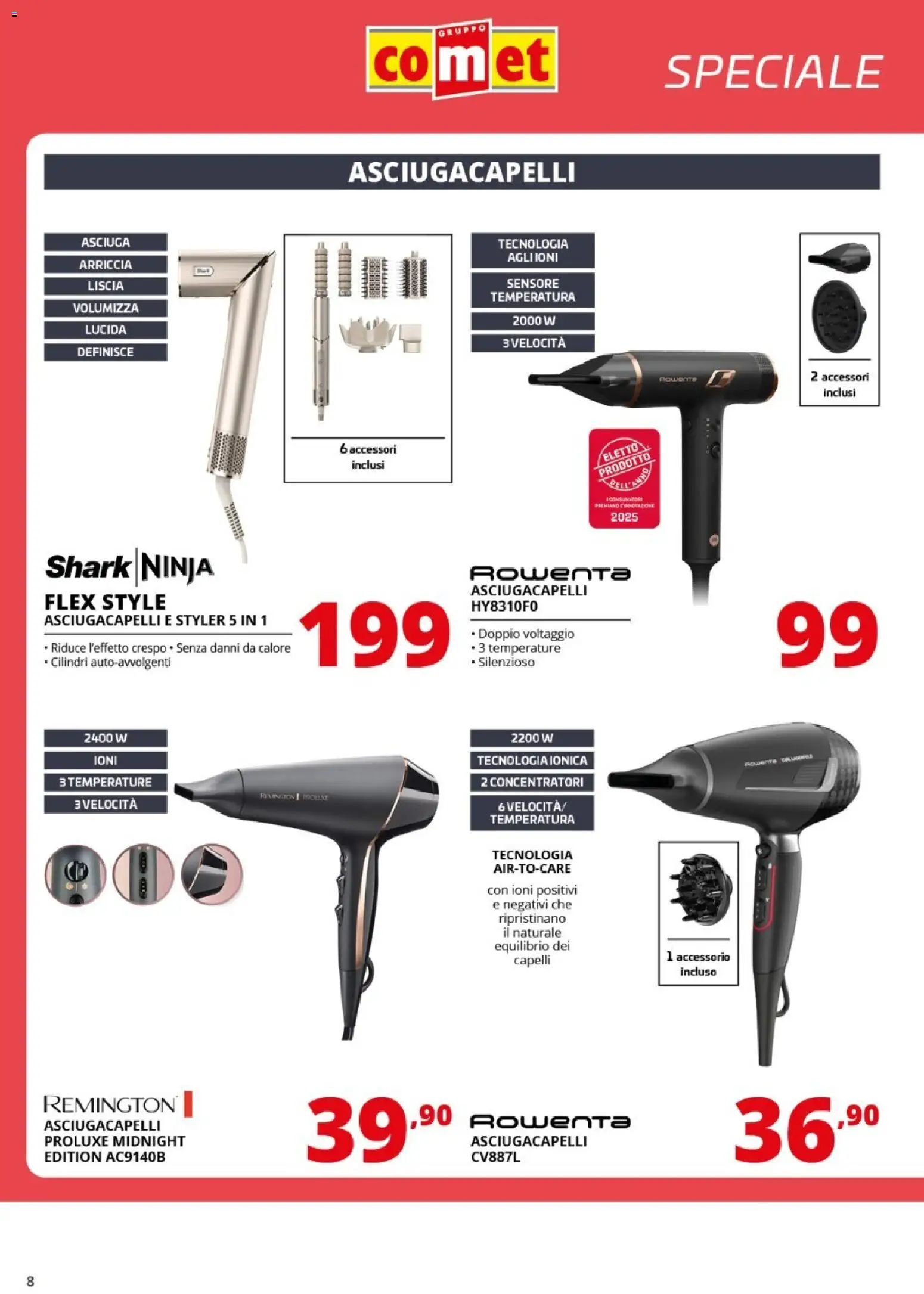 Volantino Comet del 10.04.2026 | Pagina: 8 | Prodotti: Asciugacapelli