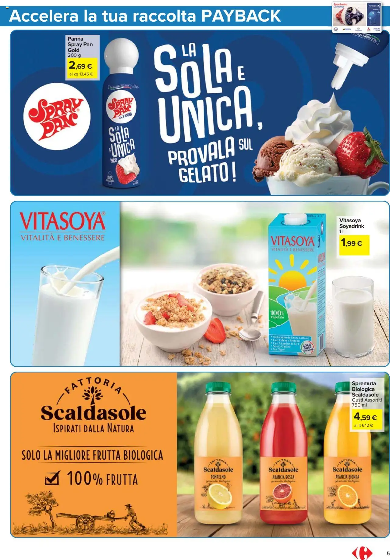Volantino Carrefour del 07.08.2025 | Pagina: 5 | Prodotti: Gelato, Pompelmo, Frutta, Arancia