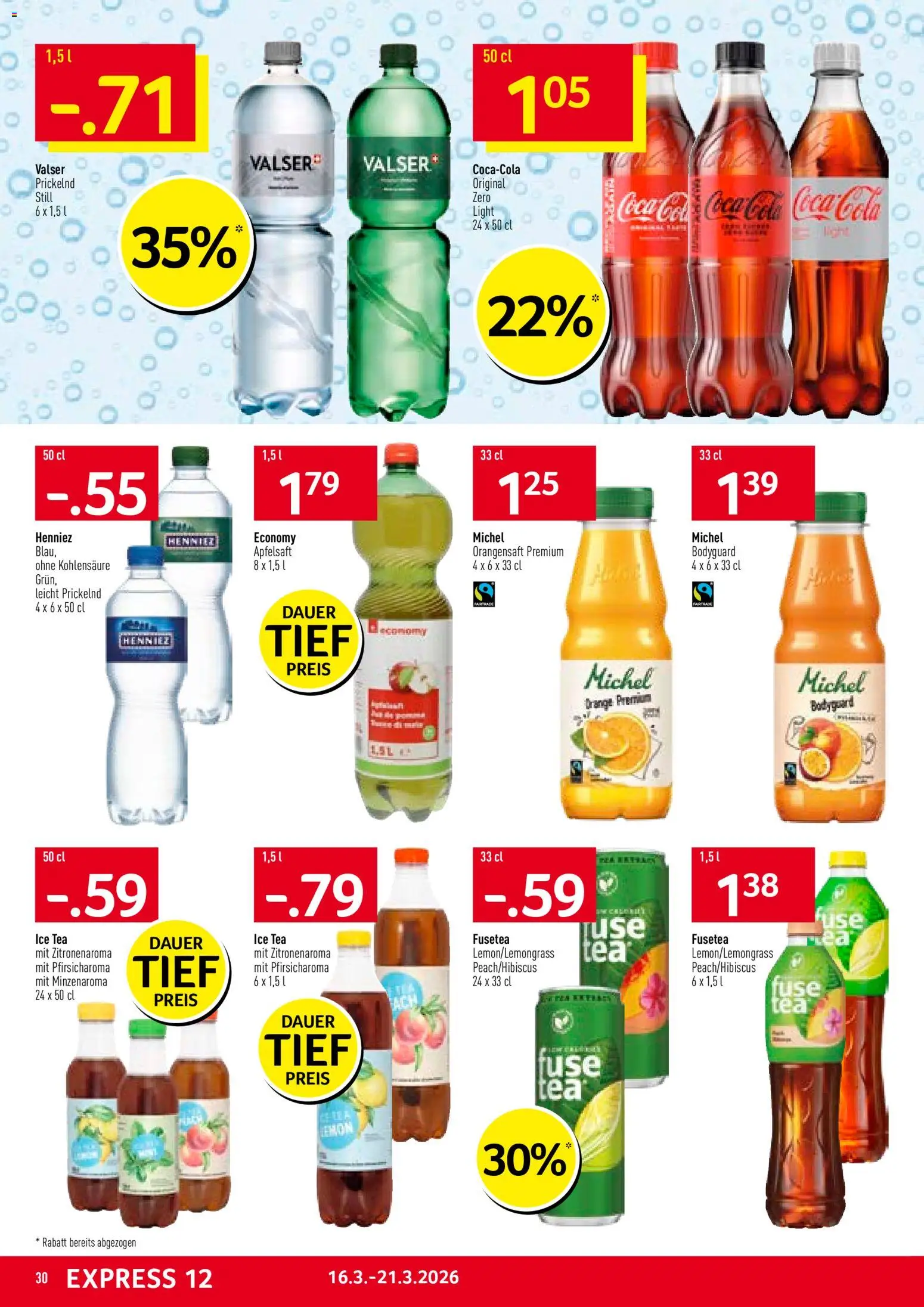 Prodega aktionen – gültig ab 16.03.2026 | Seite: 30 | Produkte: Coca Cola, Orangensaft, Apfelsaft
