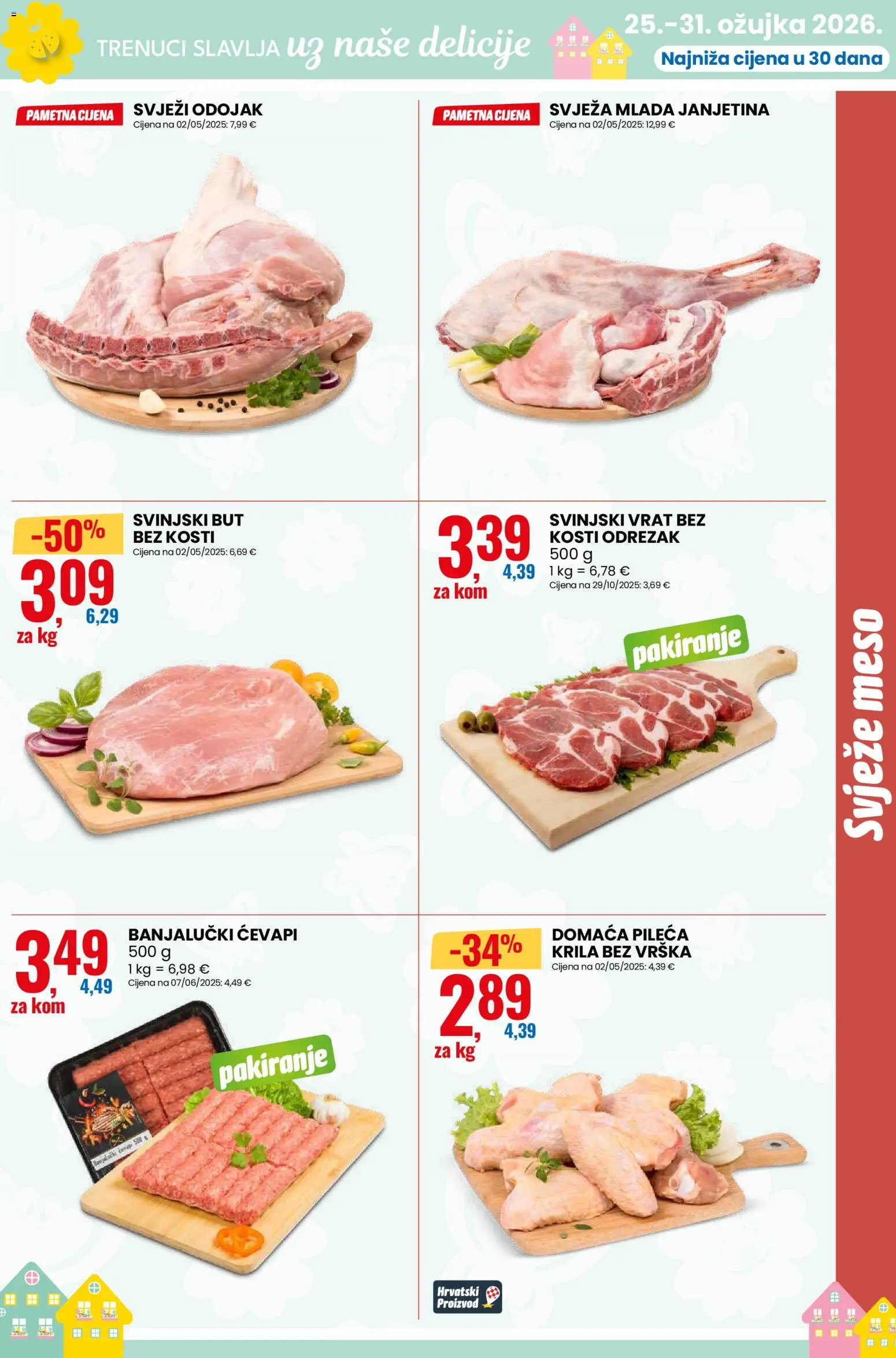 Eurospin katalog | vrijedi od 25.03.2026 | Stranica: 3 | Proizvodi: Janjetina, Odojak, Svinjski vrat, Svinjski but