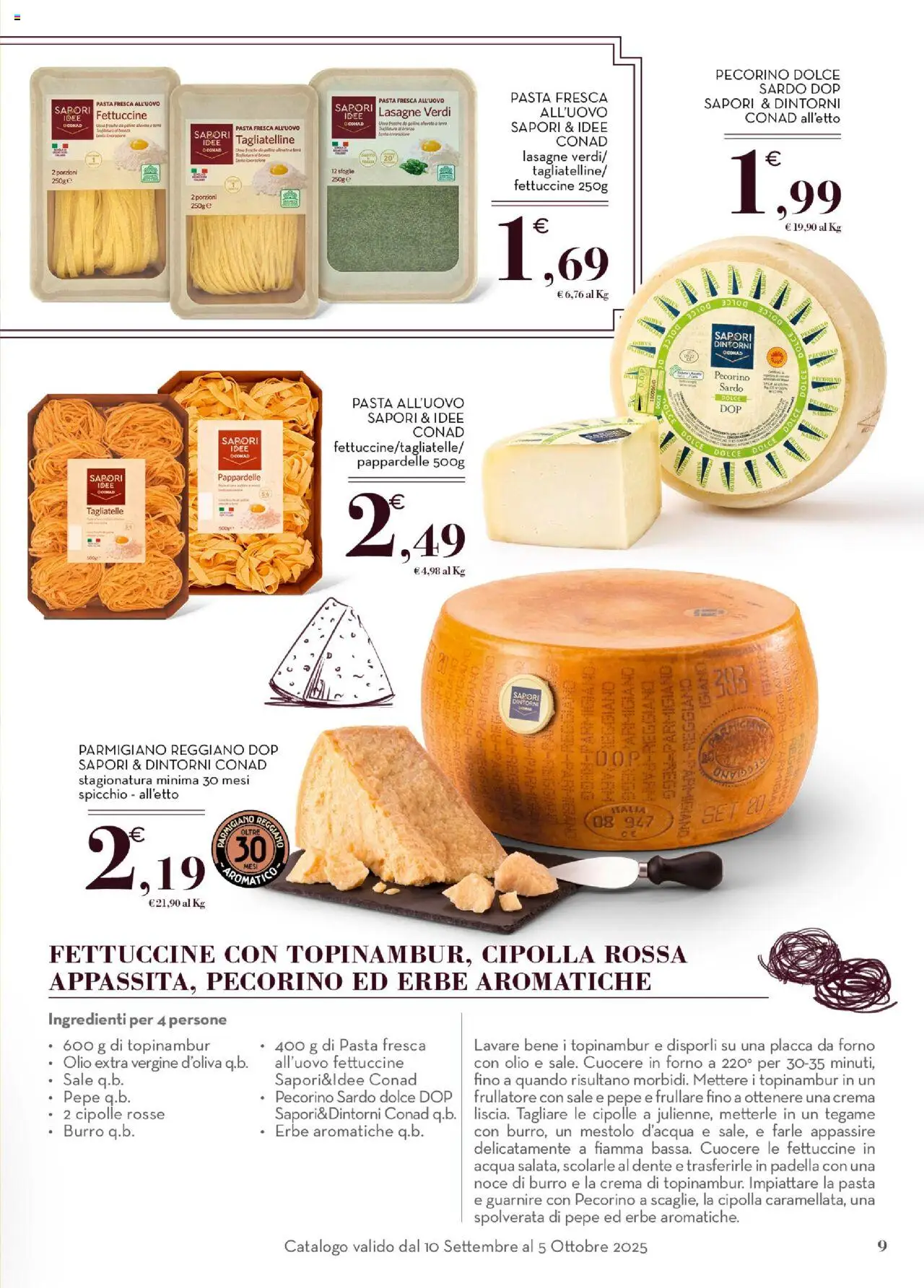 Volantino Conad del 10.09.2025 | Pagina: 9 | Prodotti: Acqua, Pasta, Parmigiano reggiano, Parmigiano