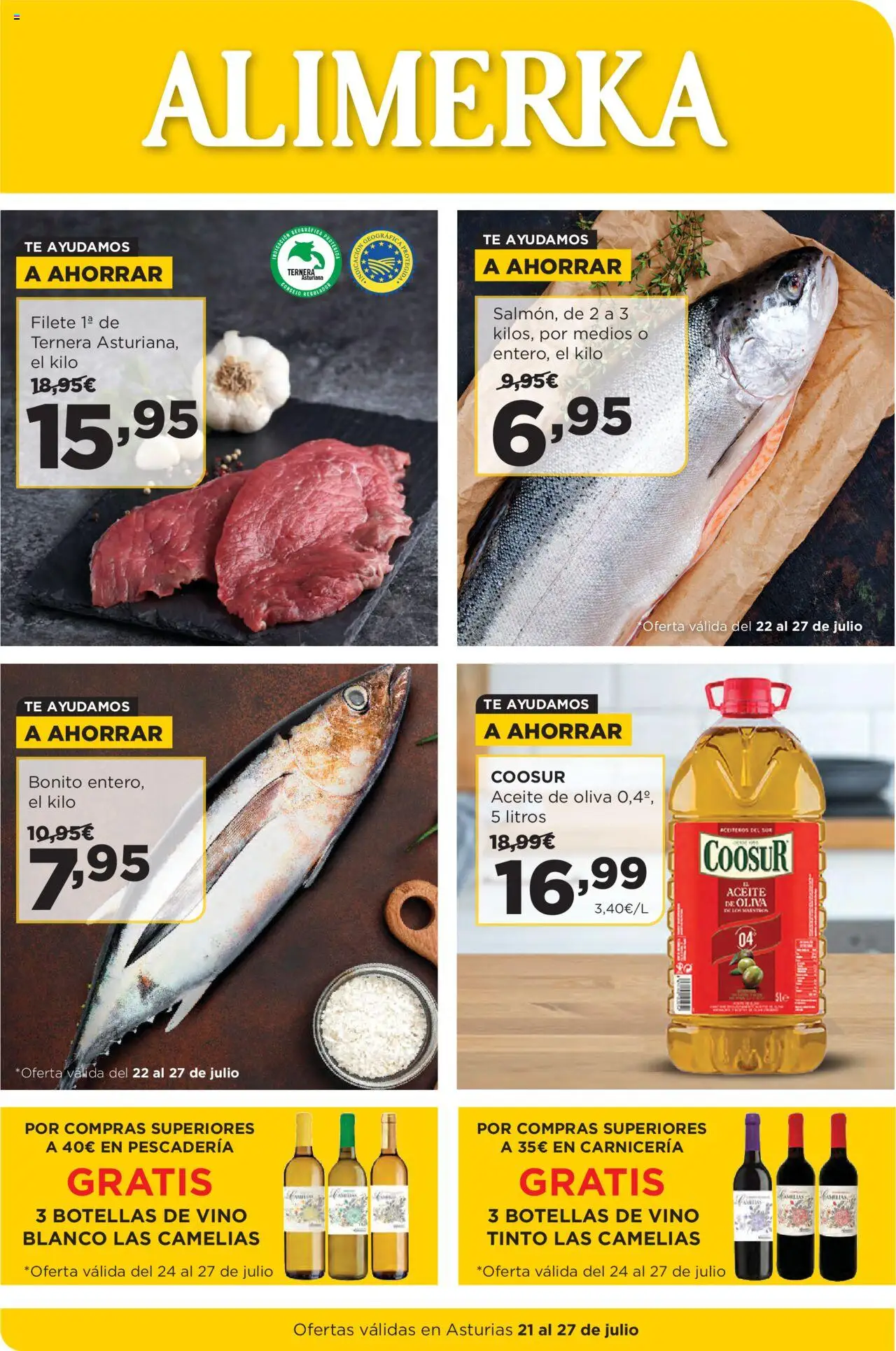 Alimerka folleto Asturias │ válido desde el 21.07.2025 | Página: 1 | Productos: Aceite, Vino, Té, Aceite de oliva