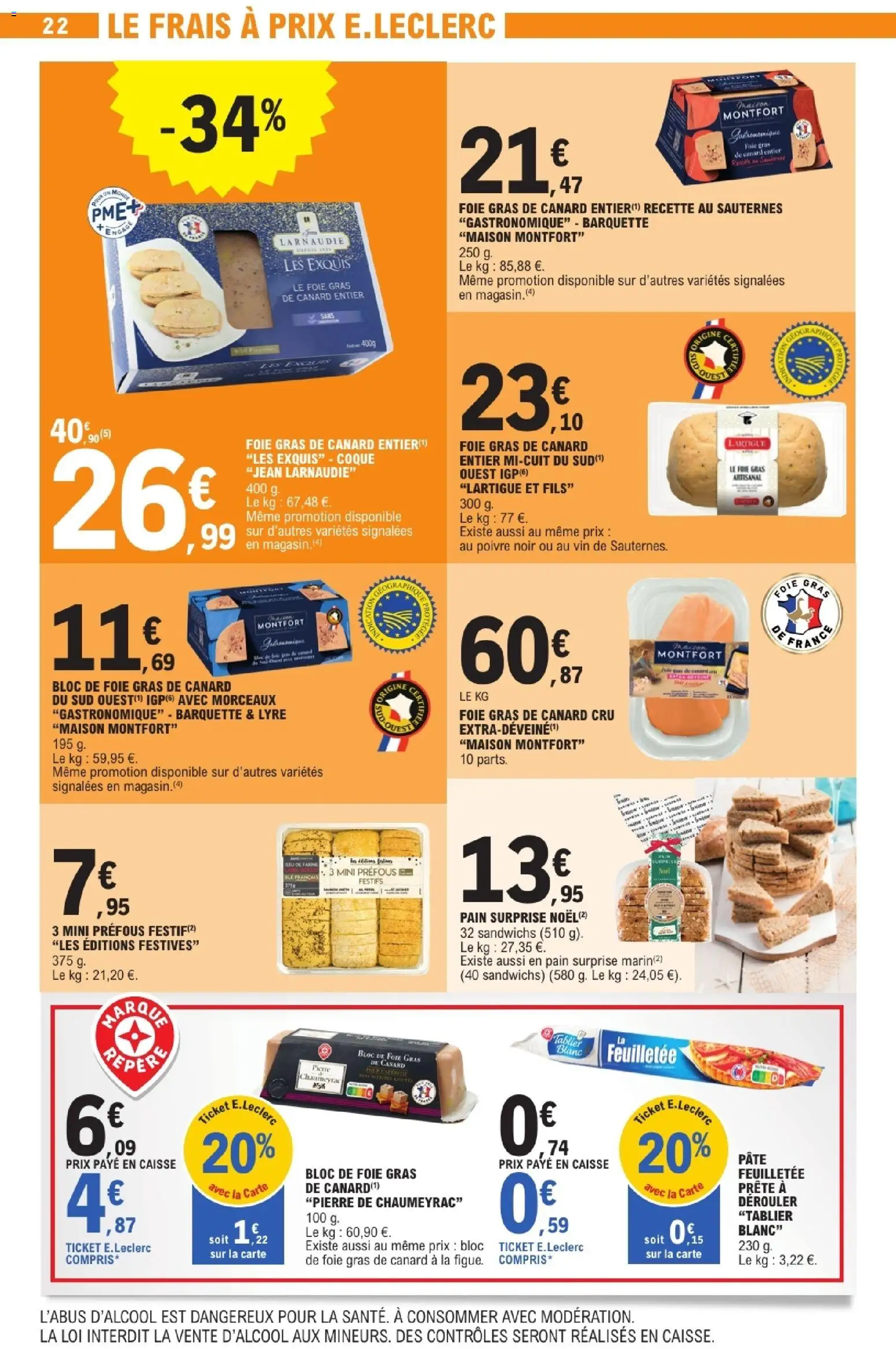 {H1} | Page: 22 | Produits: Foie Gras de Canard, Tablier, Farine, Foie gras de canard entier