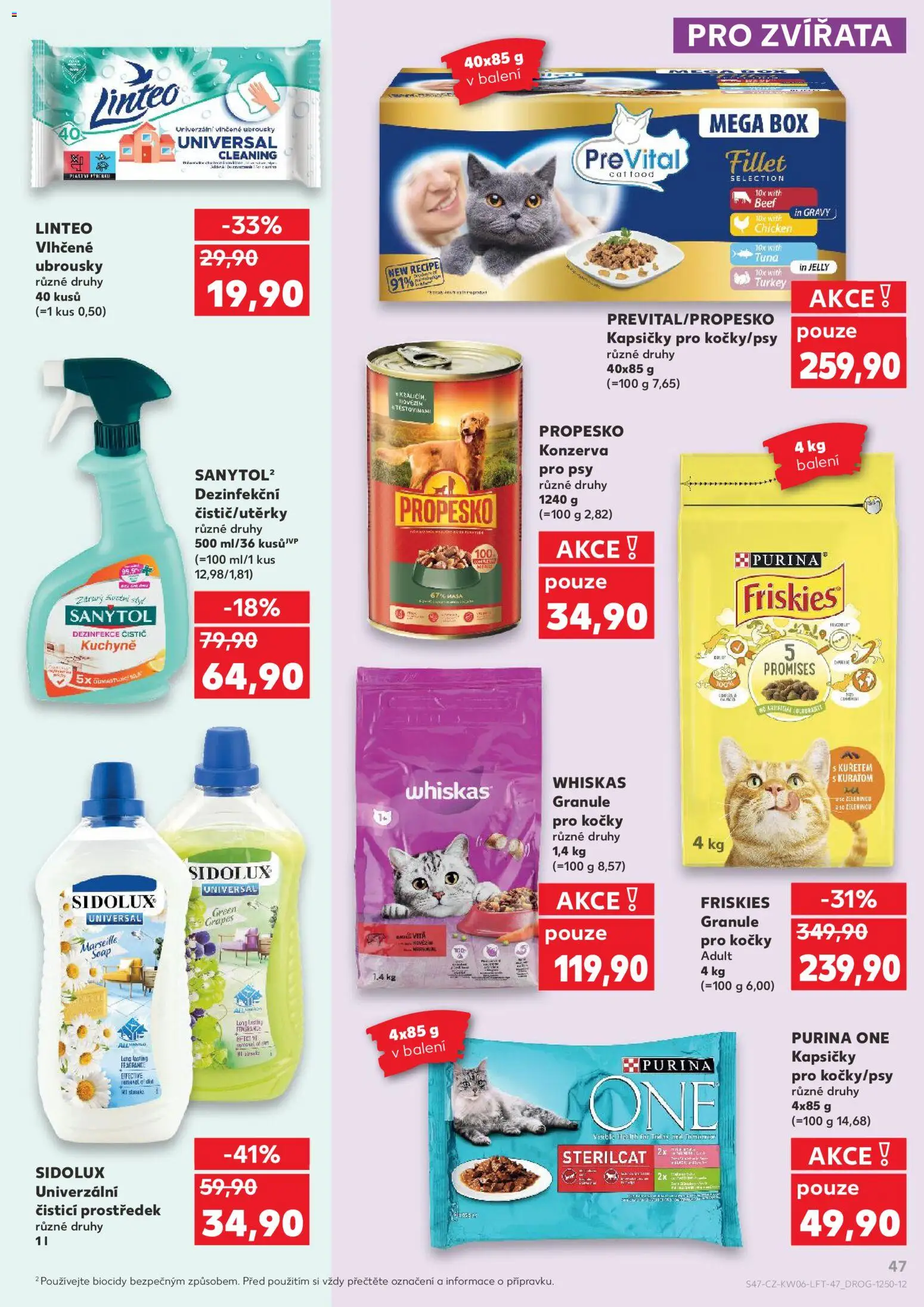 Kaufland leták - Liberec od 04.02.2026 | Strana: 47 | Produkty: Čistící prostředek, Konzerva pro psy, Friskies granule, Sanytol