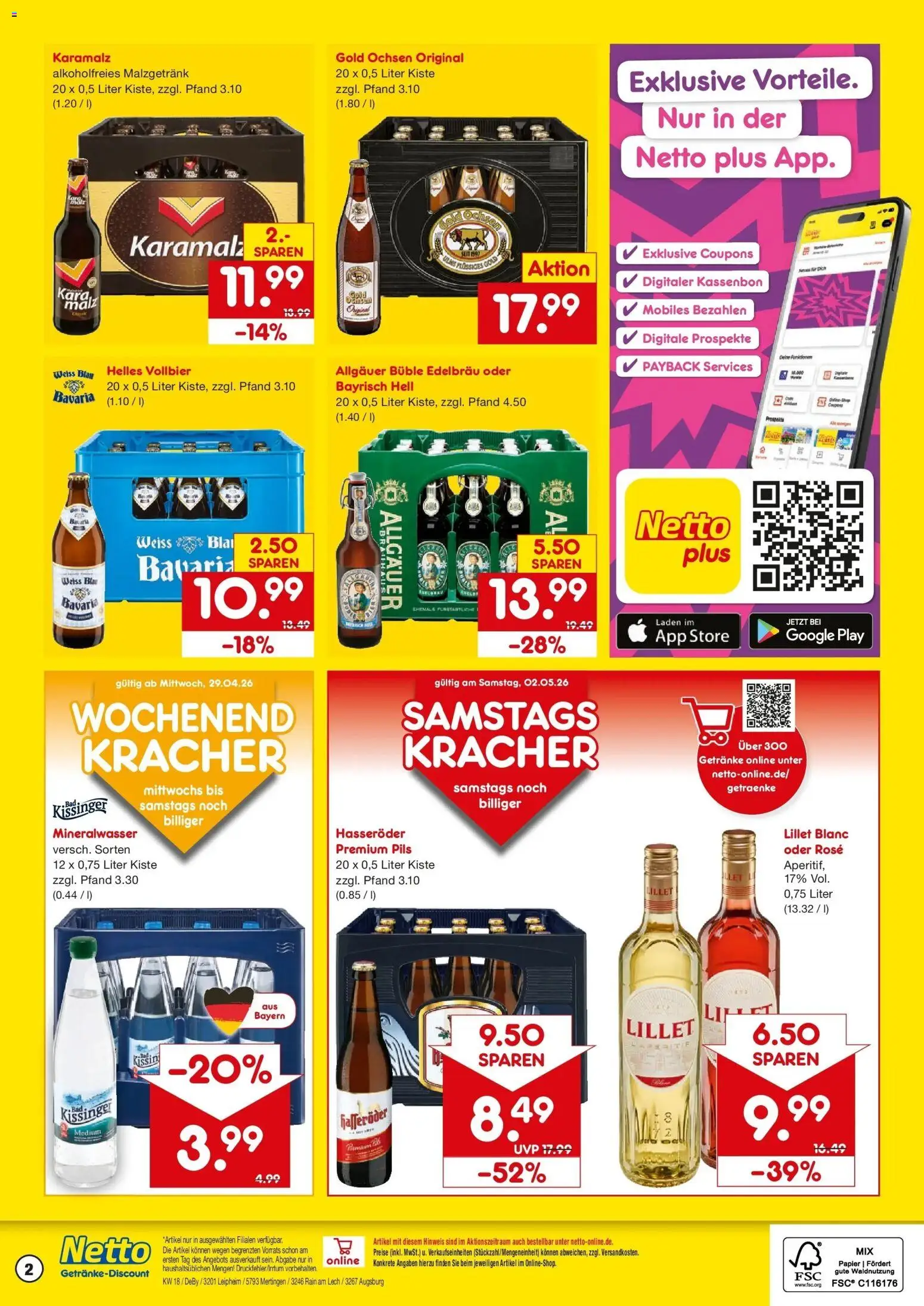 Netto Marken-Discount Prospekt Mertingen	 – gültig ab 27.04.2026 | Seite: 2 | Produkte: Bad, Pils, Mineralwasser, Lillet
