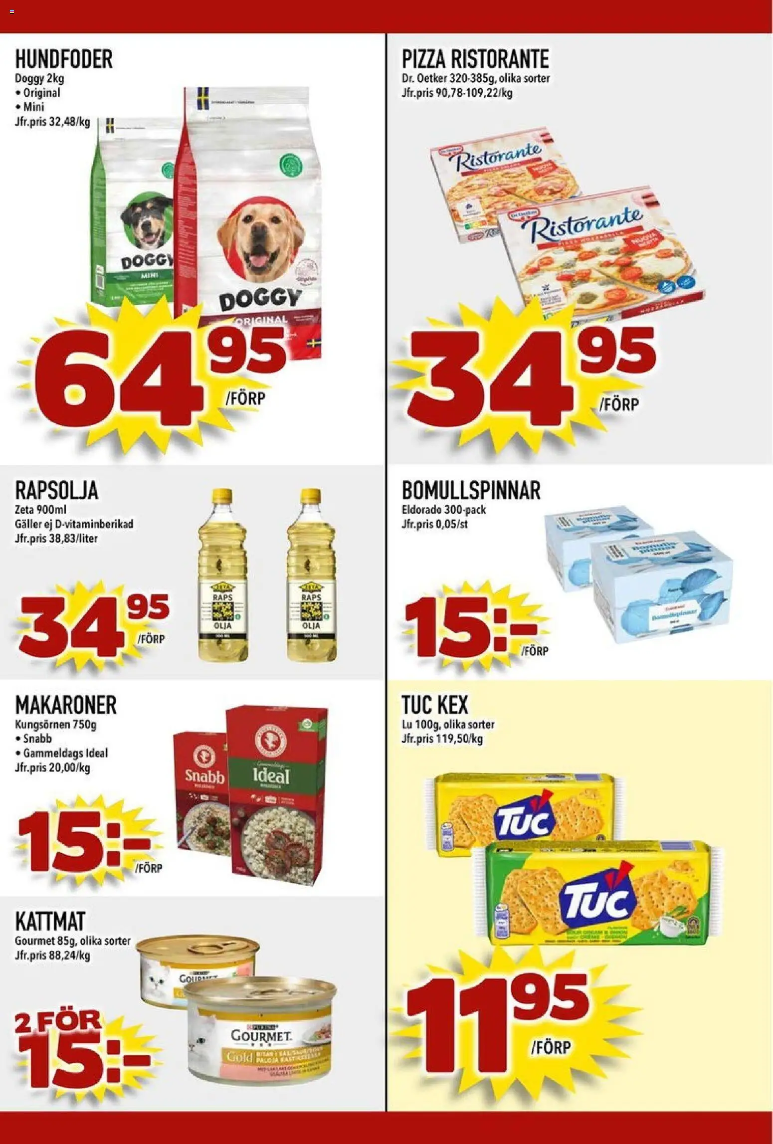Din Mat reklamblad aktuell från 26.01.2026 | Sida: 6 | Produkter: Galler, Makaroner, Pizza, Kattmat