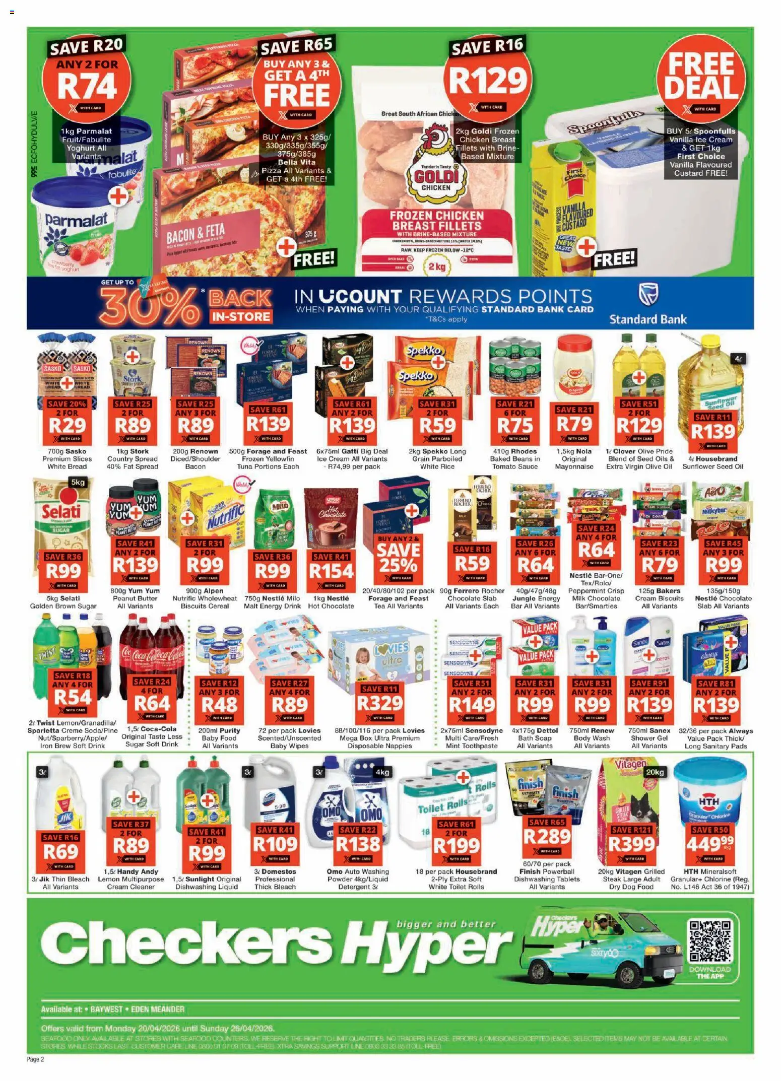 New Checkers catalogue – valid from 20.04.2026 | Page: 2 | Products: Oil, Cream, Ice cream, Lemon