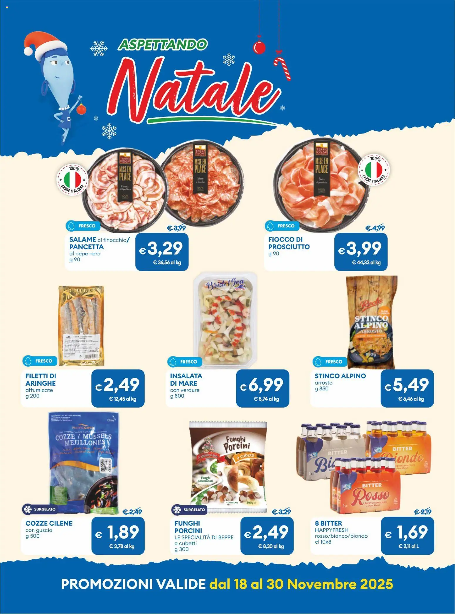 Volantino MD Discount del 18.11.2025 | Pagina: 14 | Prodotti: Salame, Cozze, Pepe, Funghi