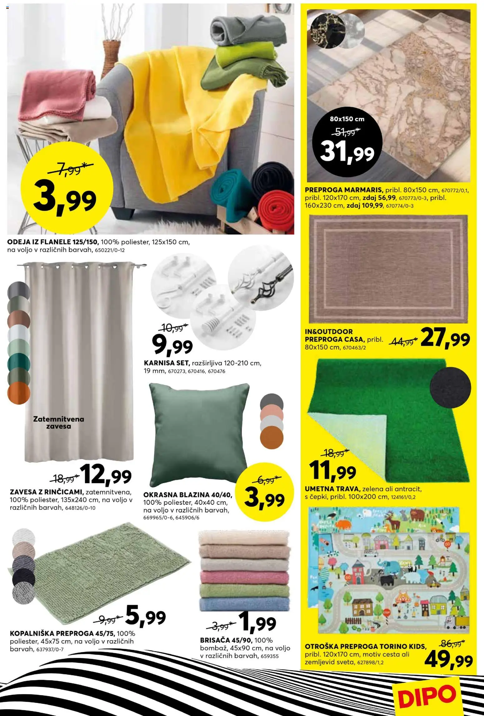 Novi Dipo katalog ponudbe – veljaven od 22.04.2026 | Stran: 15 | Izdelki: Brisača, Odeja, Preproga, Zelena