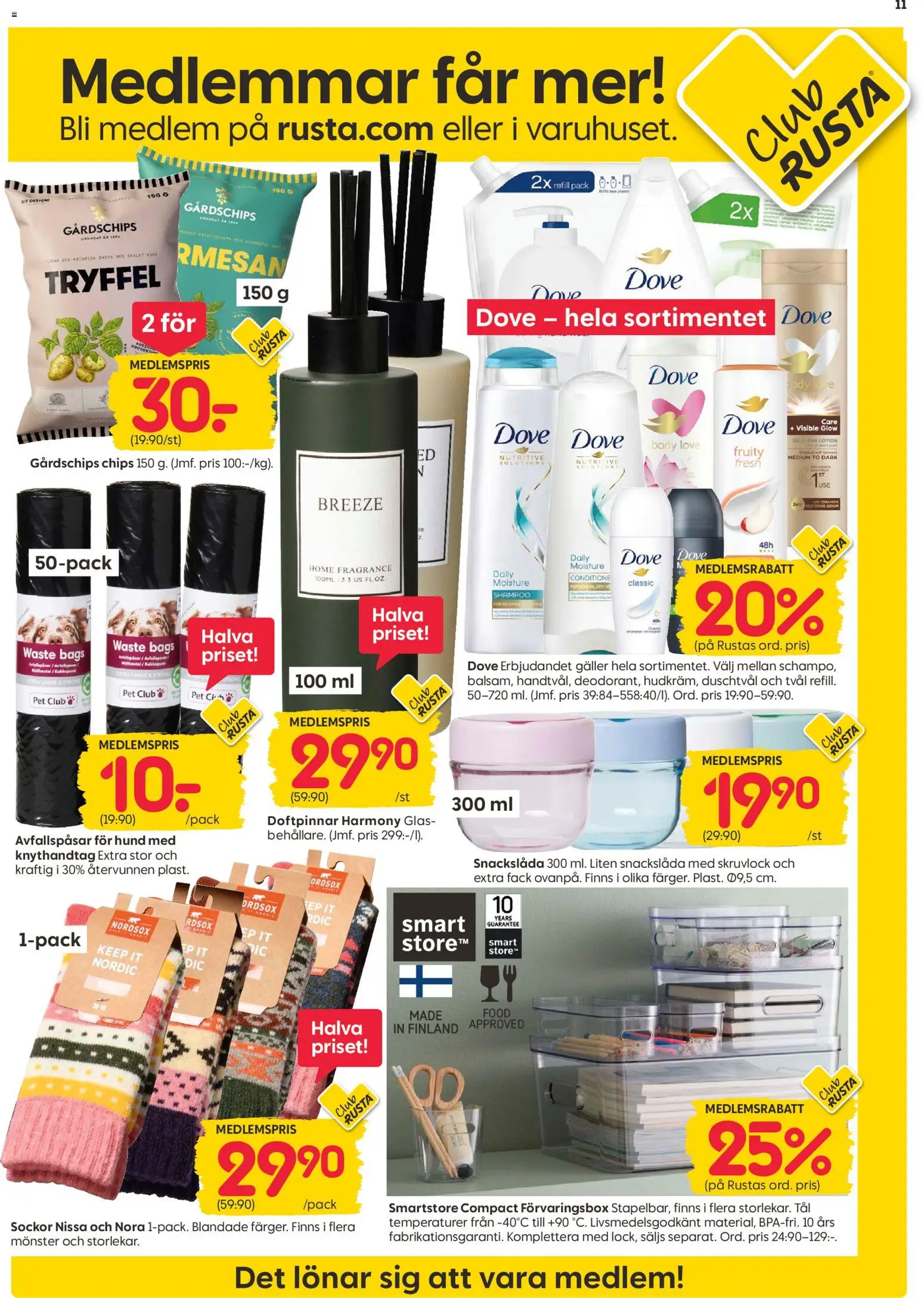 Rusta reklamblad aktuell från 12.01.2026 | Sida: 11 | Produkter: Avfallspåsar, Tvål, Galler, Chips