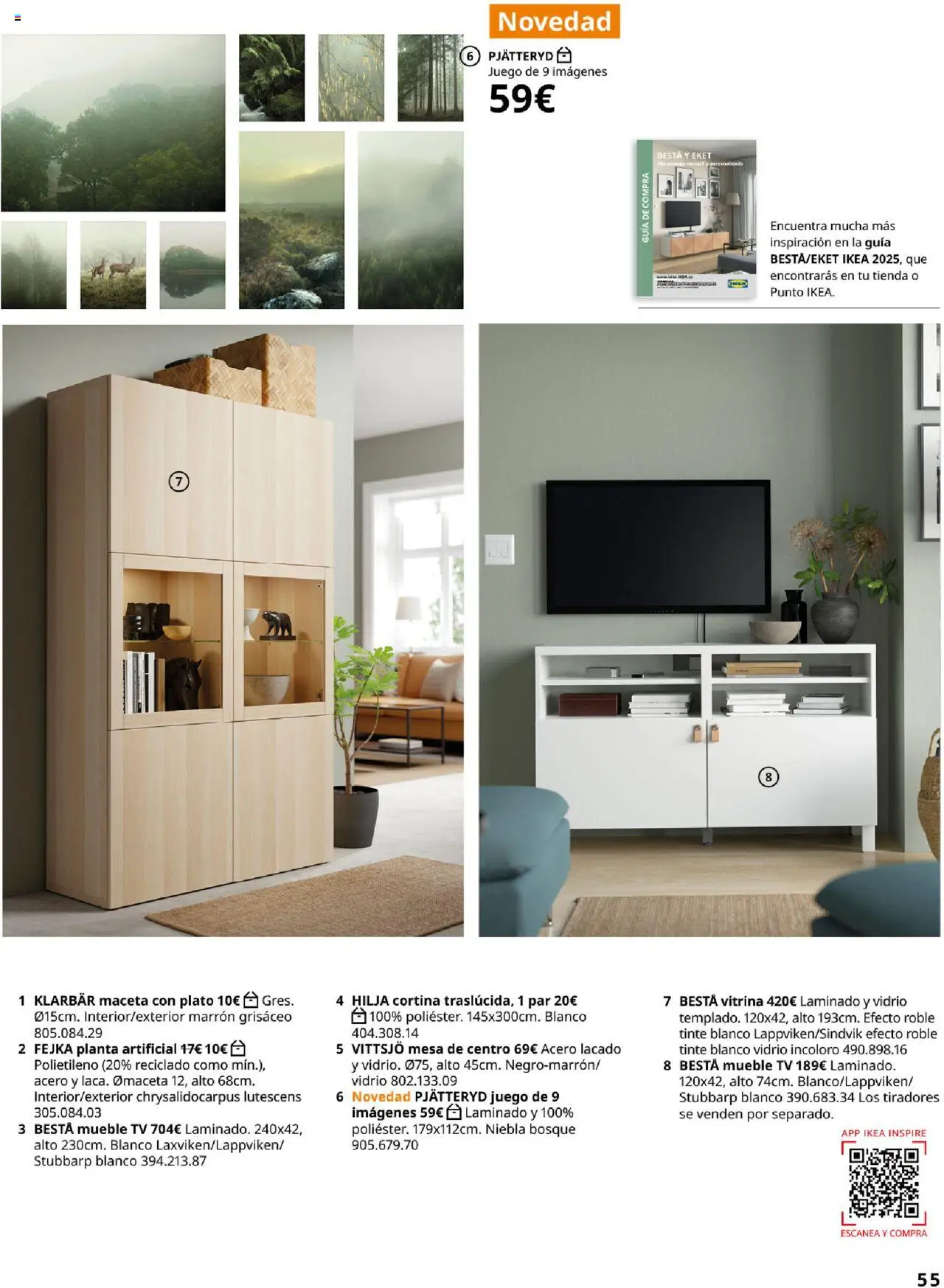 Catálogo IKEA Salones │ válido desde el 17.02.2025 | Página: 55 | Productos: Tinte, Cortina, Planta artificial, Mesa