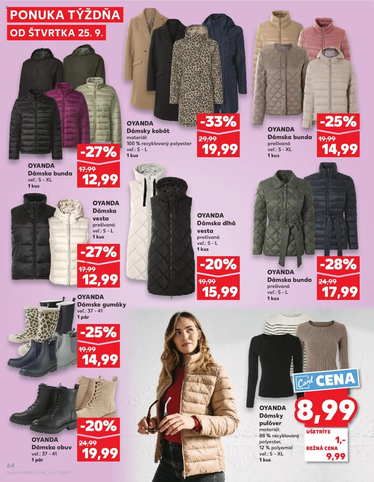 Nové Kaufland akcie – leták je platný od 25.09.2025 | Strana: 64 | Produkty: Vesta, Bunda, Kabát, Gumáky