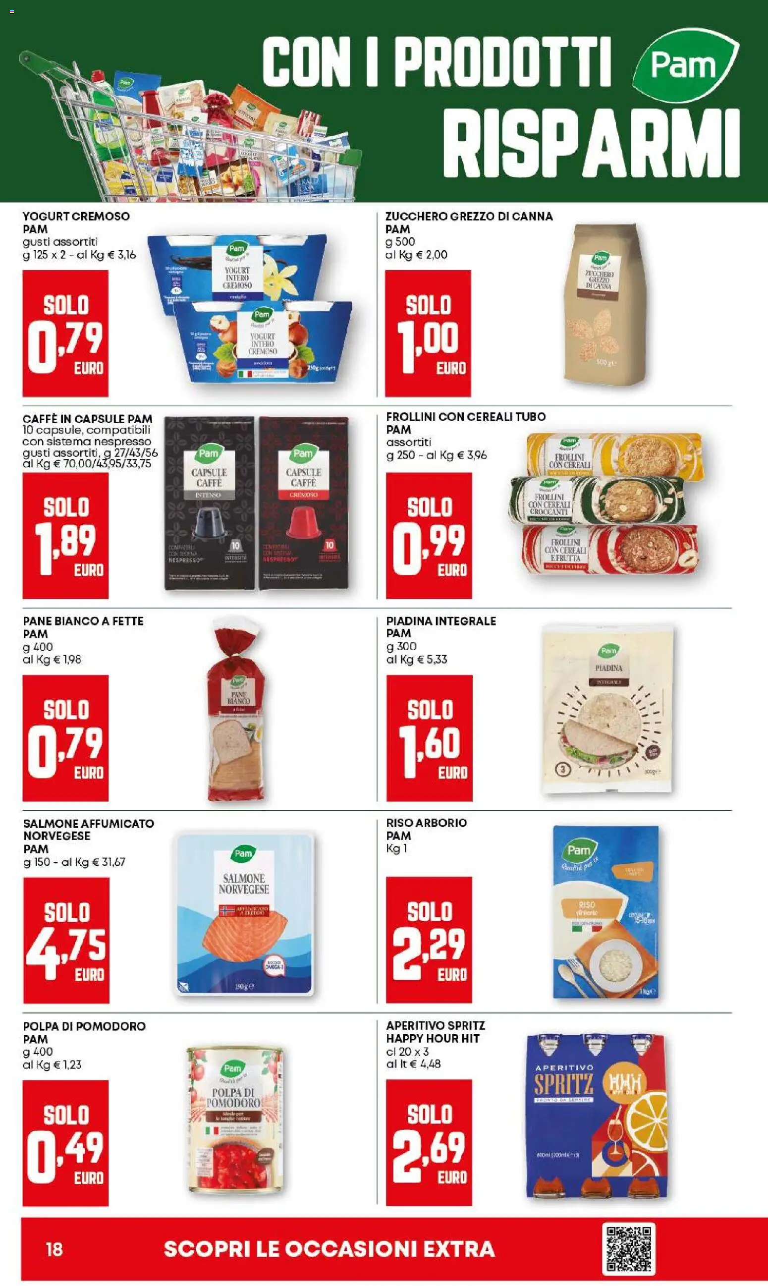 Volantino PAM del 12.03.2026 | Pagina: 18 | Prodotti: Pane, Pomodoro, Caffe in capsule, Frollini