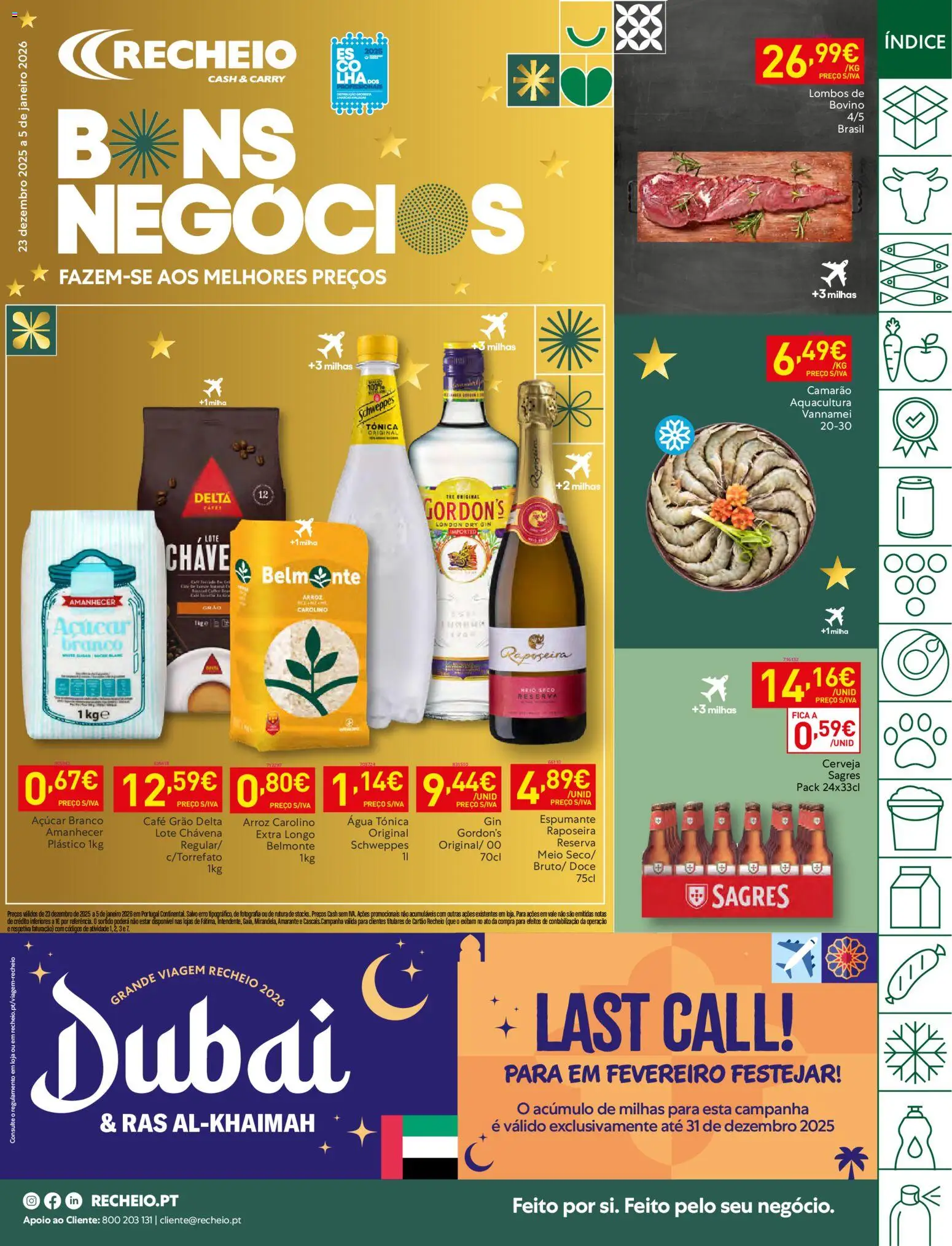 Recheio folheto │ válido de 23.12.2025 | Página: 1 | Produtos: Espumante, Arroz, Gin, Milho