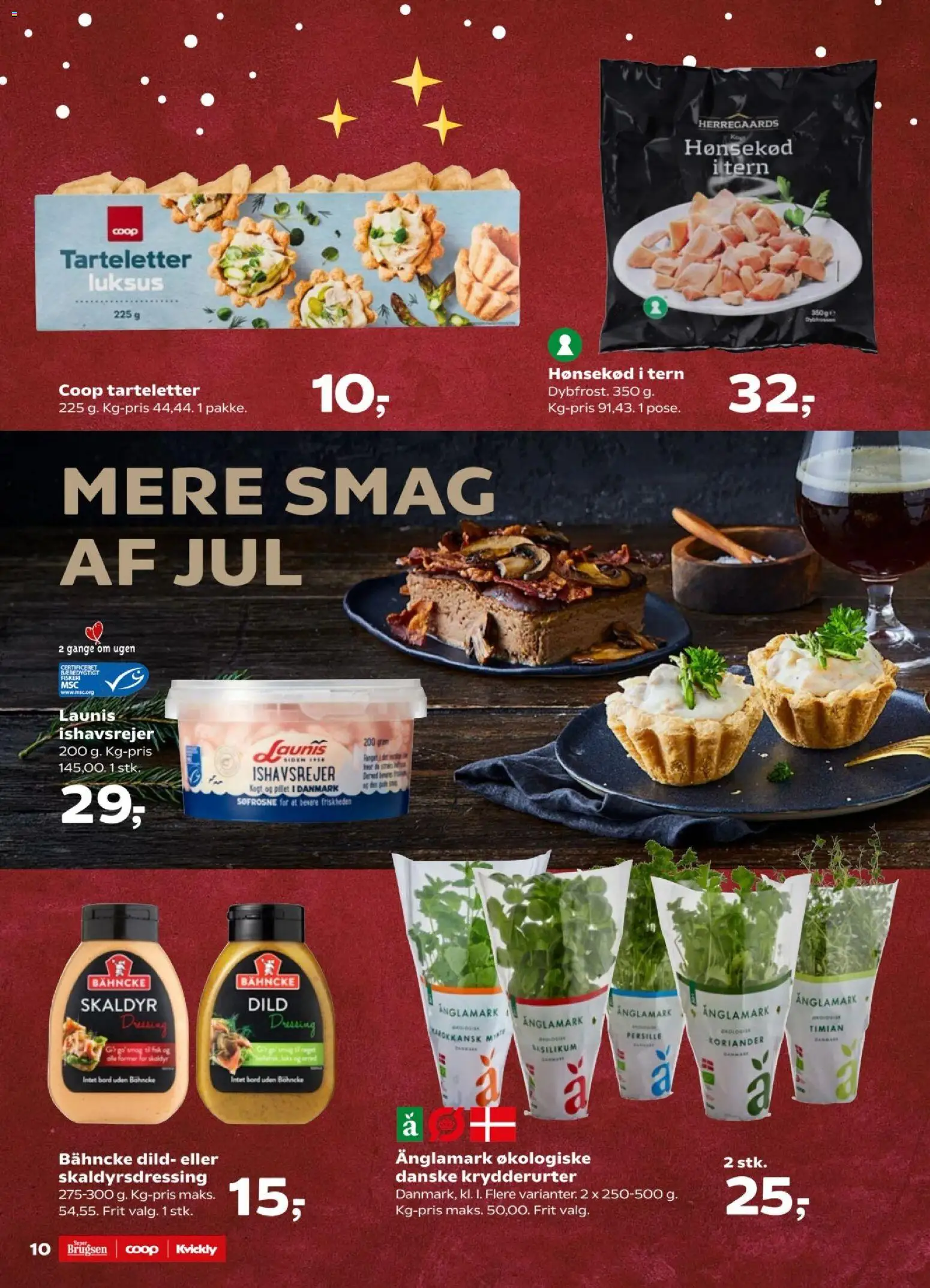 Super Brugsen tilbudsavis – gyldig fra 12.12.2025 | Side: 10 | Produkter: Tarteletter, Timian, Persille, Basilikum
