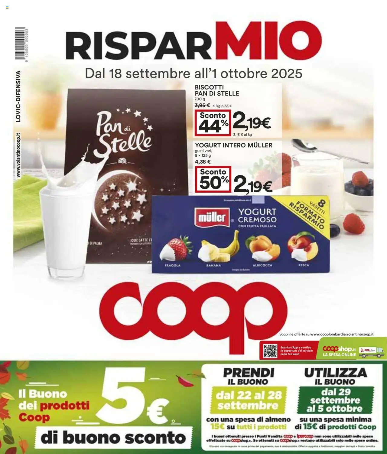 Volantino COOP del 18.09.2025 | Pagina: 1 | Prodotti: Yogurt, Frutta, Latte, Pesca