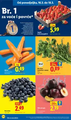 Borovnica, 250 g of blueberries - Pregled kataloga iz trgovine Lidl, vrijedi od 16.03.2026 | Stranica: 2 | Proizvodi: Mrkva, Šljiva, Salata, Voće