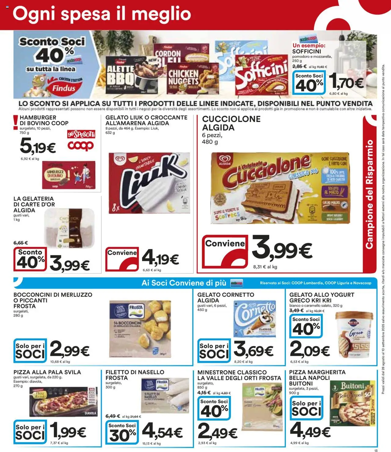 Volantino Ipercoop del 28.08.2025 | Pagina: 13 | Prodotti: Yogurt, Pizza, Cornetto, Data