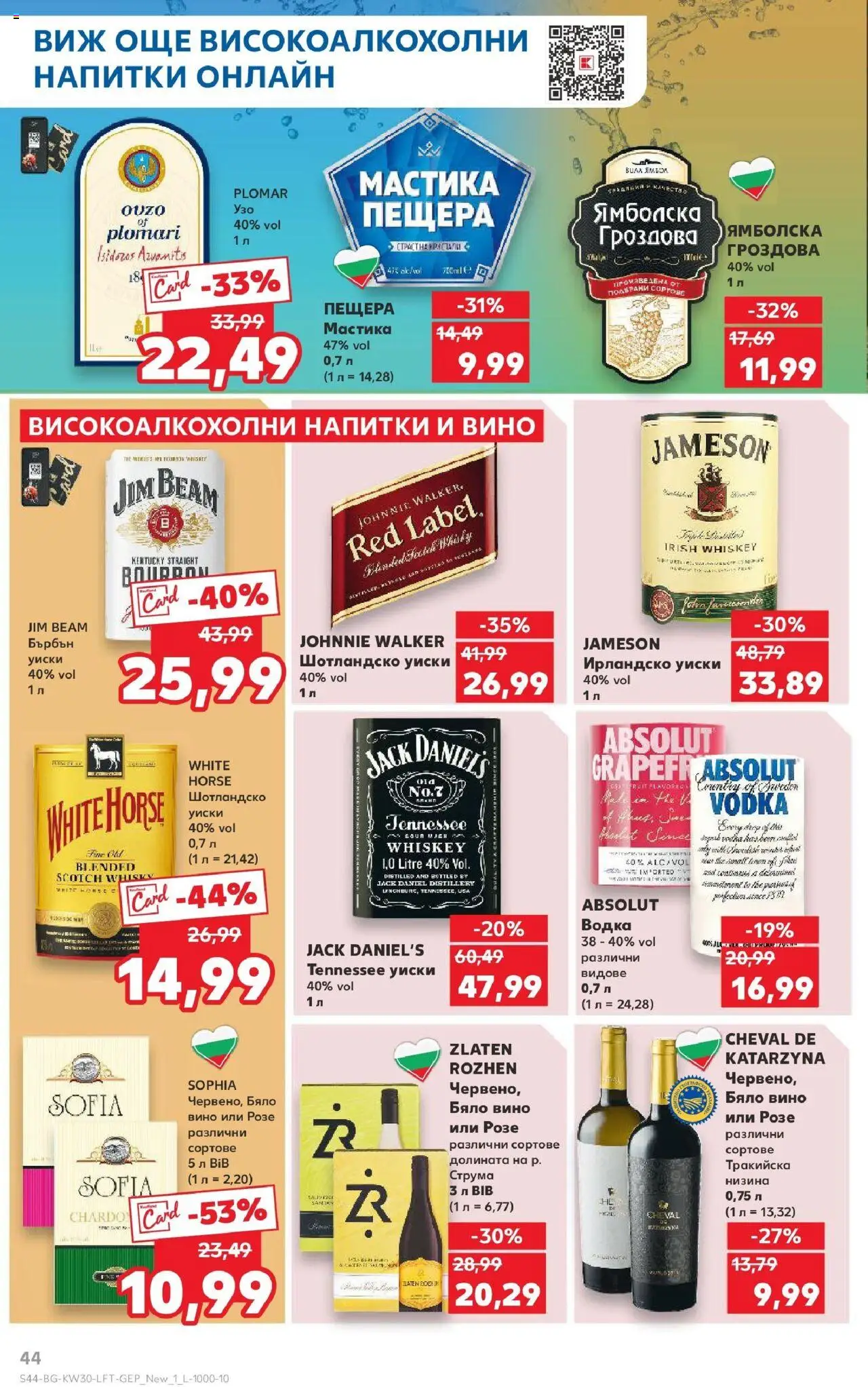  | Страница: 44 | Продукти: Бърбън, Вино, Мастика, Бяло вино