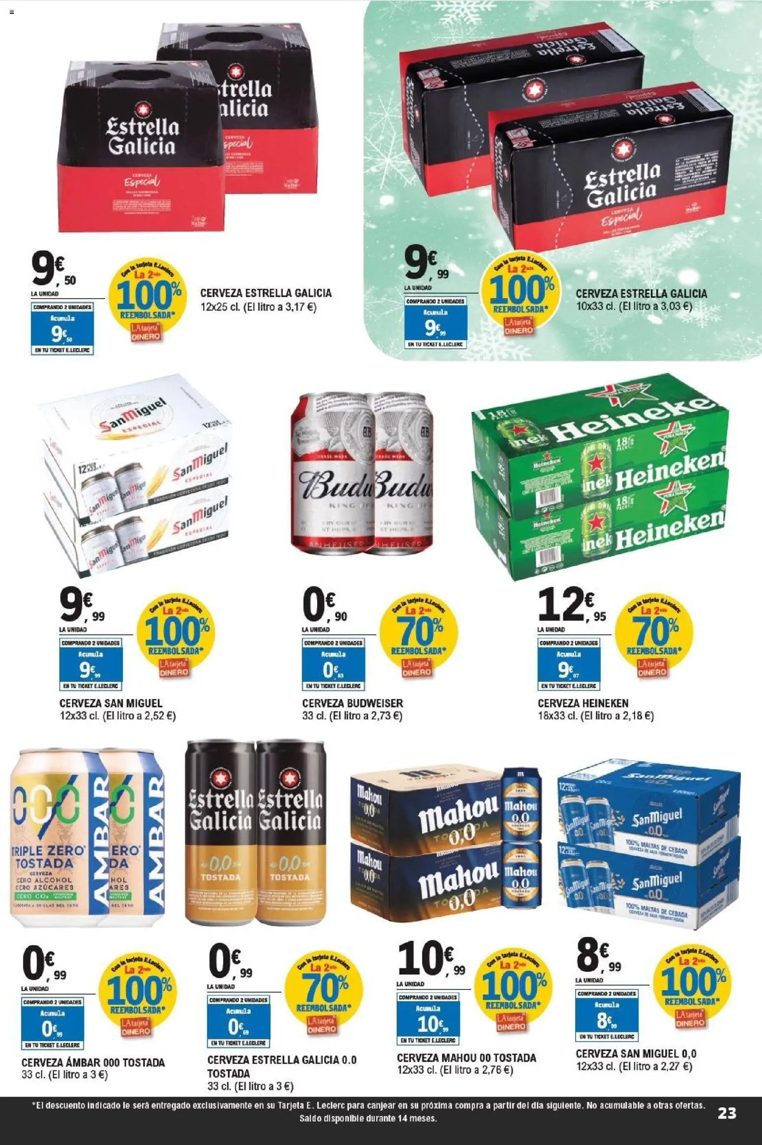 E.Leclerc folleto │ válido desde el 07.01.2026 | Página: 23 | Productos: Cerveza, Σπανάκι