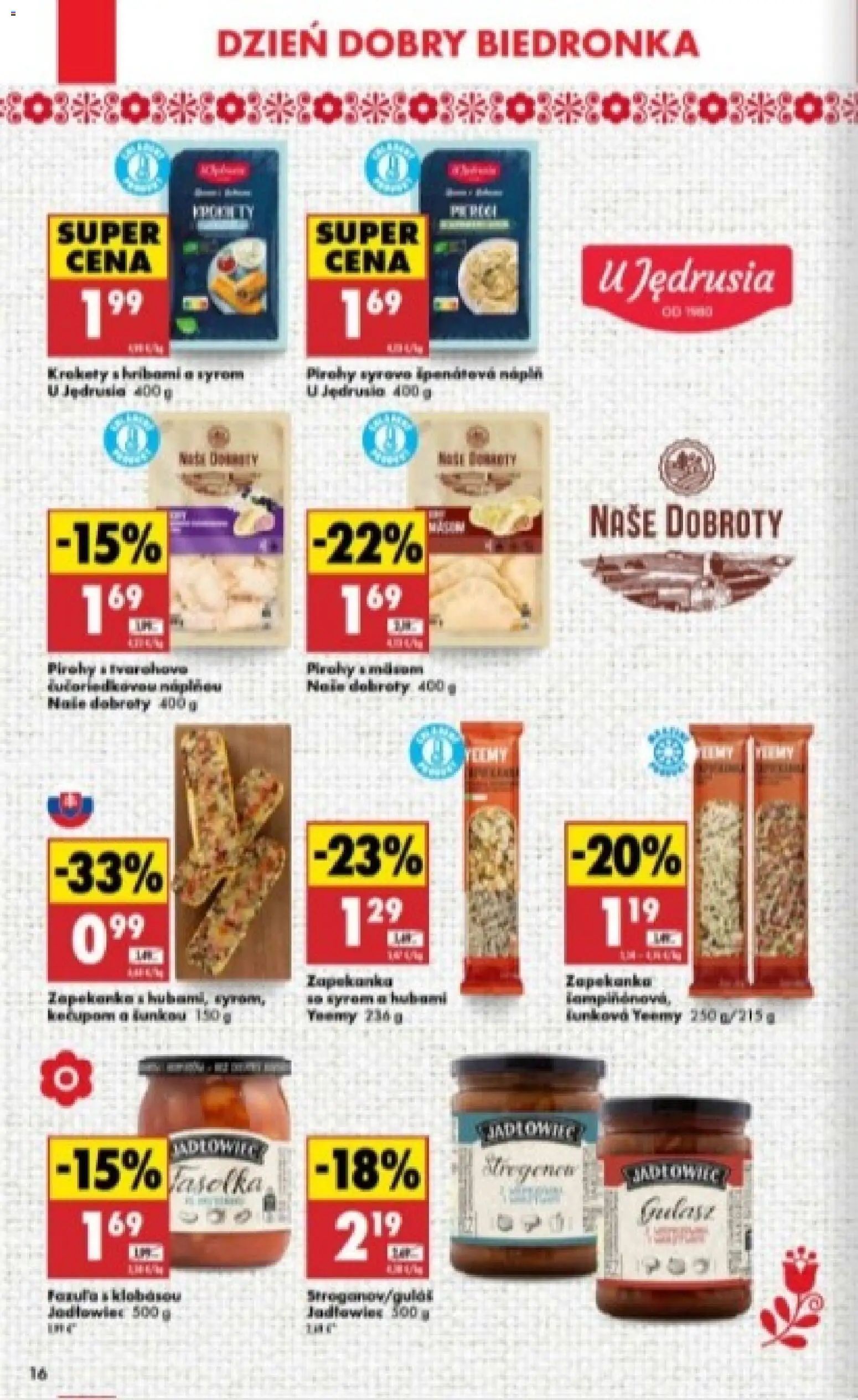 Nové Biedronka akcie – leták je platný od 12.02.2026 | Strana: 16 | Produkty: Pirohy