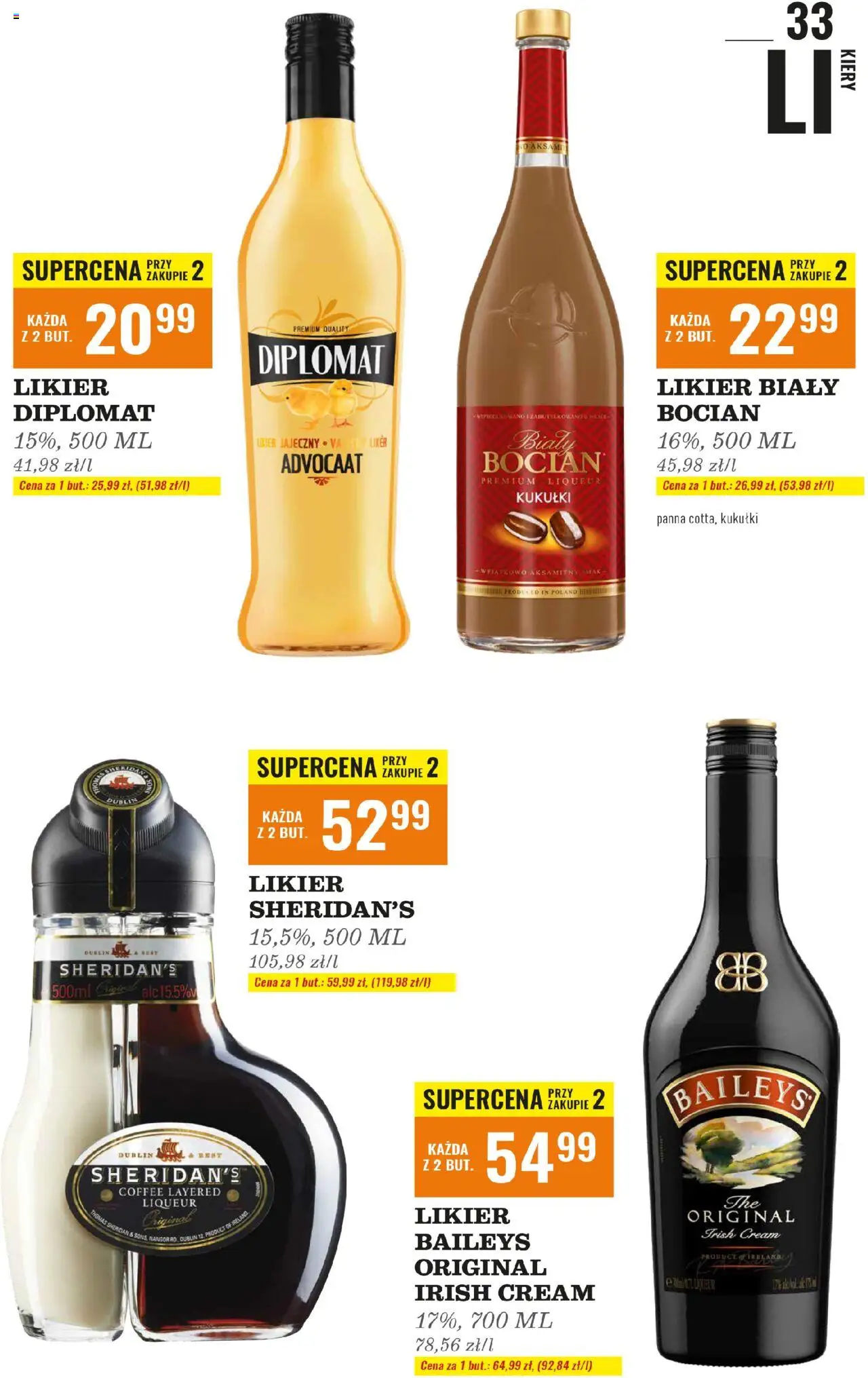 Biedronka gazetka - Czas na toast od 06.10.2025 | Strona: 33 | Produkty: Baileys, Likier Sheridan's