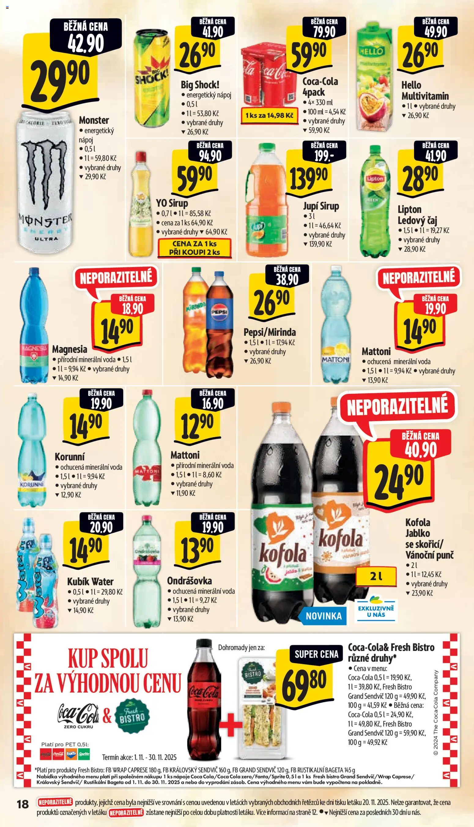 Albert leták - Supermarket od 26.11.2025 | Strana: 26 | Produkty: Ondrášovka, Voda, Cola, Big Shock