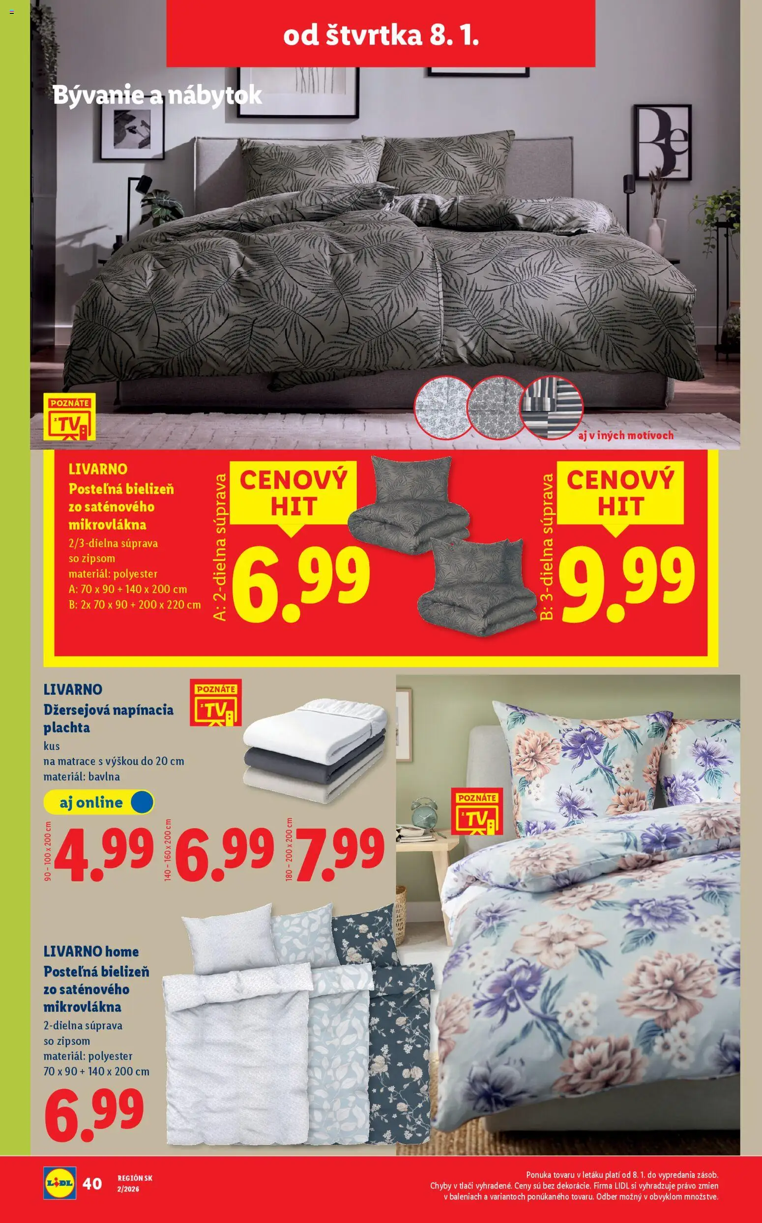 Nové Lidl akcie – leták je platný od 08.01.2026 | Strana: 21 | Produkty: Matrace, Nábytok, Plachta