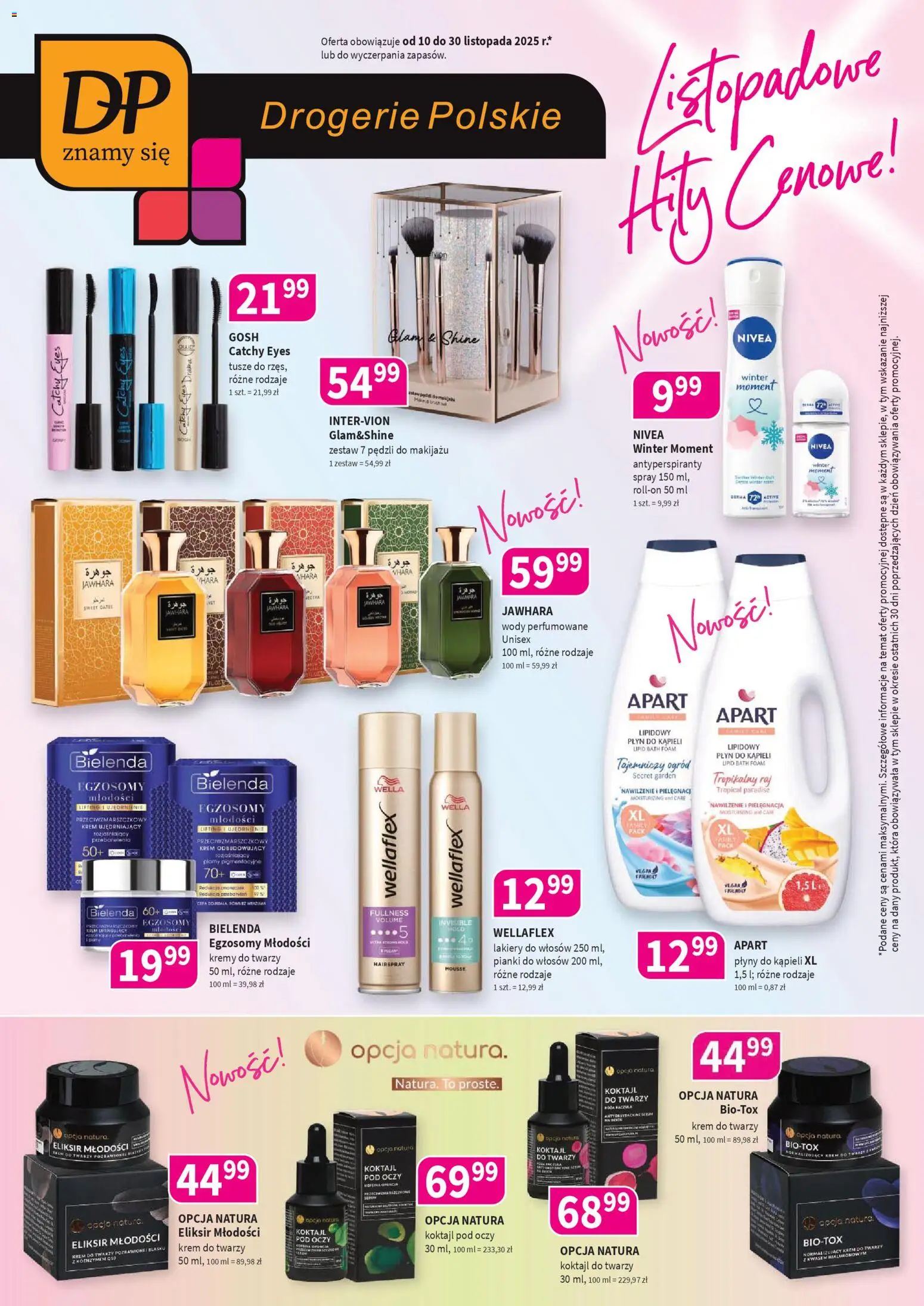Drogerie Polskie Gazetka od 10.11.2025 | Strona: 1 | Produkty: Płyn do kąpieli, Pianki, Lakiery, Krem do twarzy