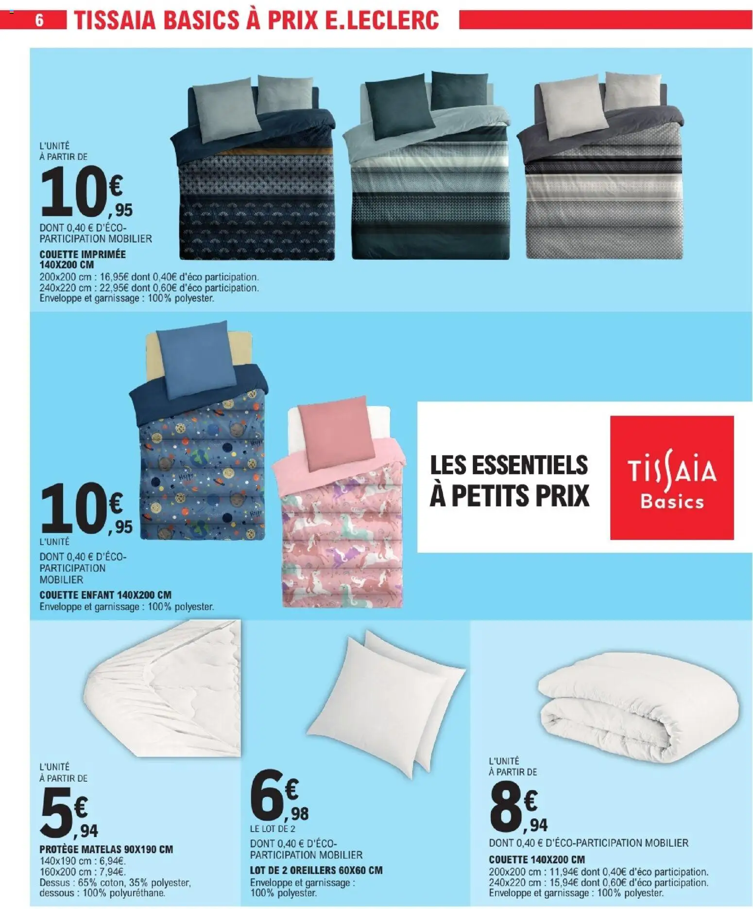 {H1} | Page: 6 | Produits: Enveloppe, Matelas, Couette imprimée, Couette