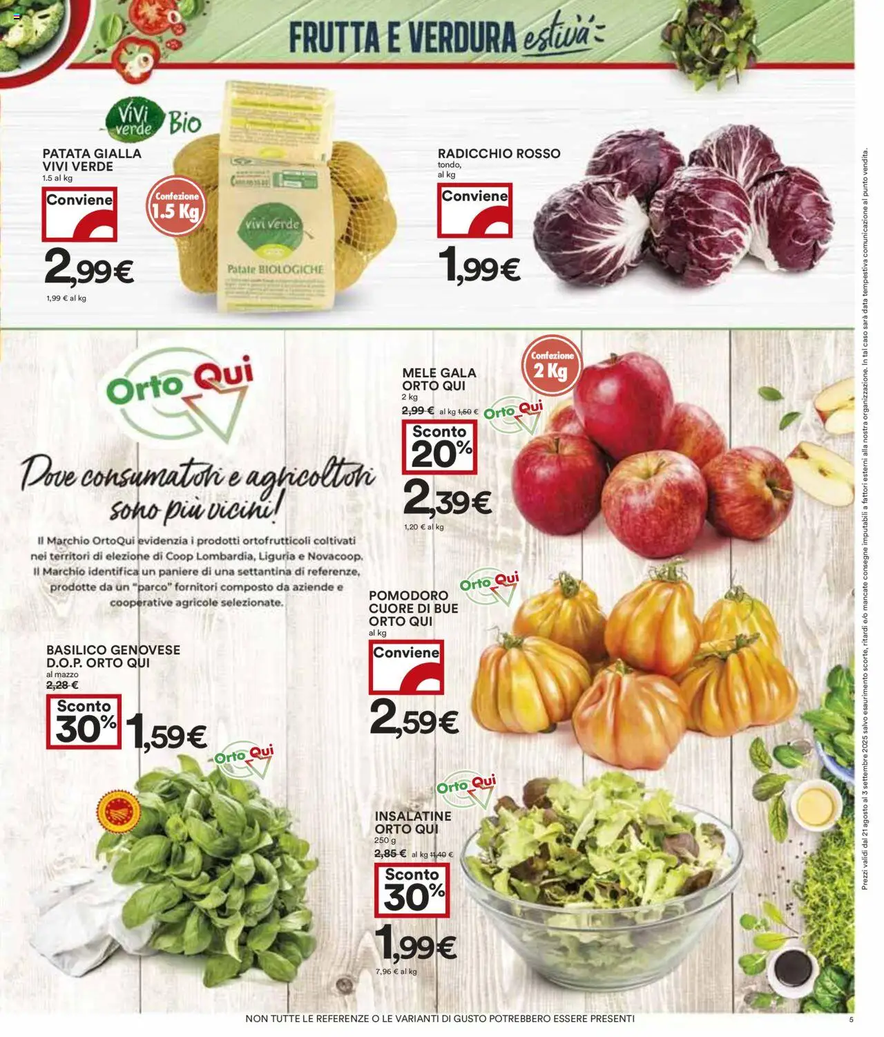 Volantino COOP del 21.08.2025 | Pagina: 5 | Prodotti: Mele, Frutta, Pomodoro, Data