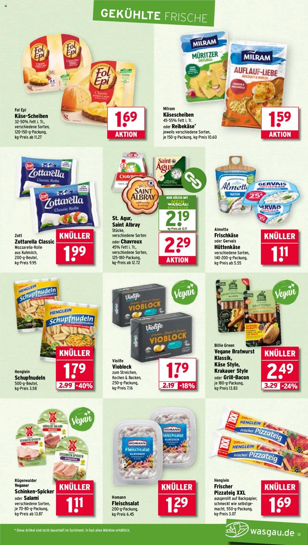 Wasgau Prospekt 	 - gültig ab dem 25.08.2025 | Seite: 13 | Produkte: Almette, Schinken, Reibekase, Frischkase