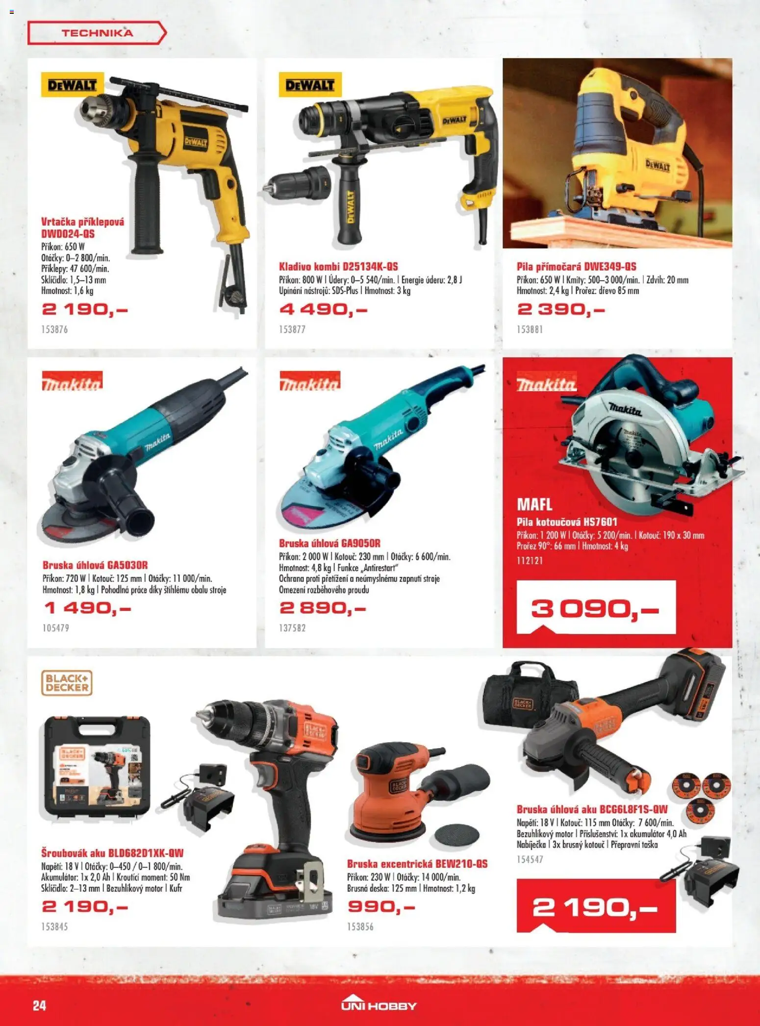 Uni Hobby leták od 08.01.2026 | Strana: 24 | Produkty: Dewalt, Makita, Kladivo, Pila