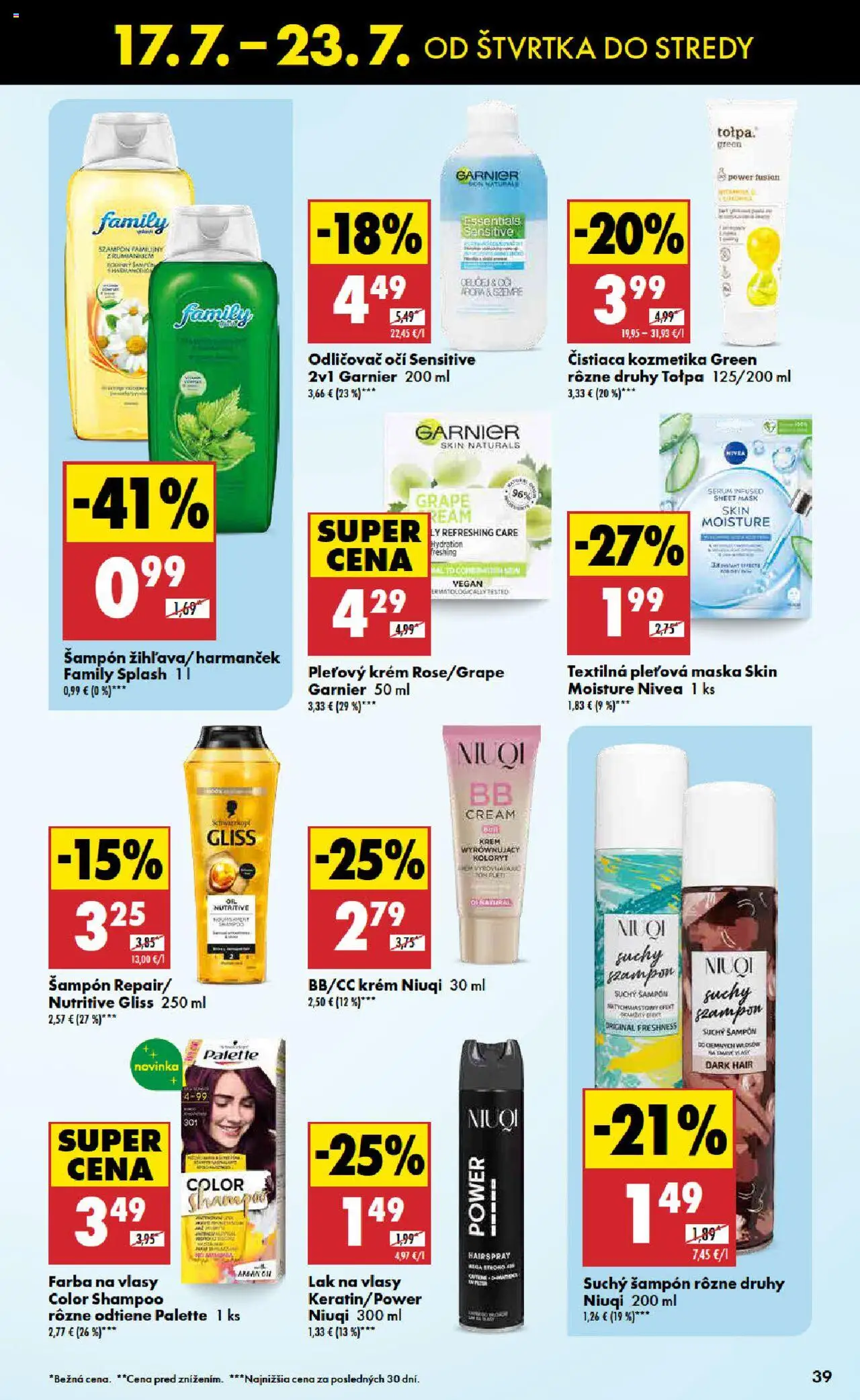 Biedronka leták │ platný od 17.07.2025 | Strana: 39 | Produkty: Nivea, Lak na vlasy, Odličovač, Krém