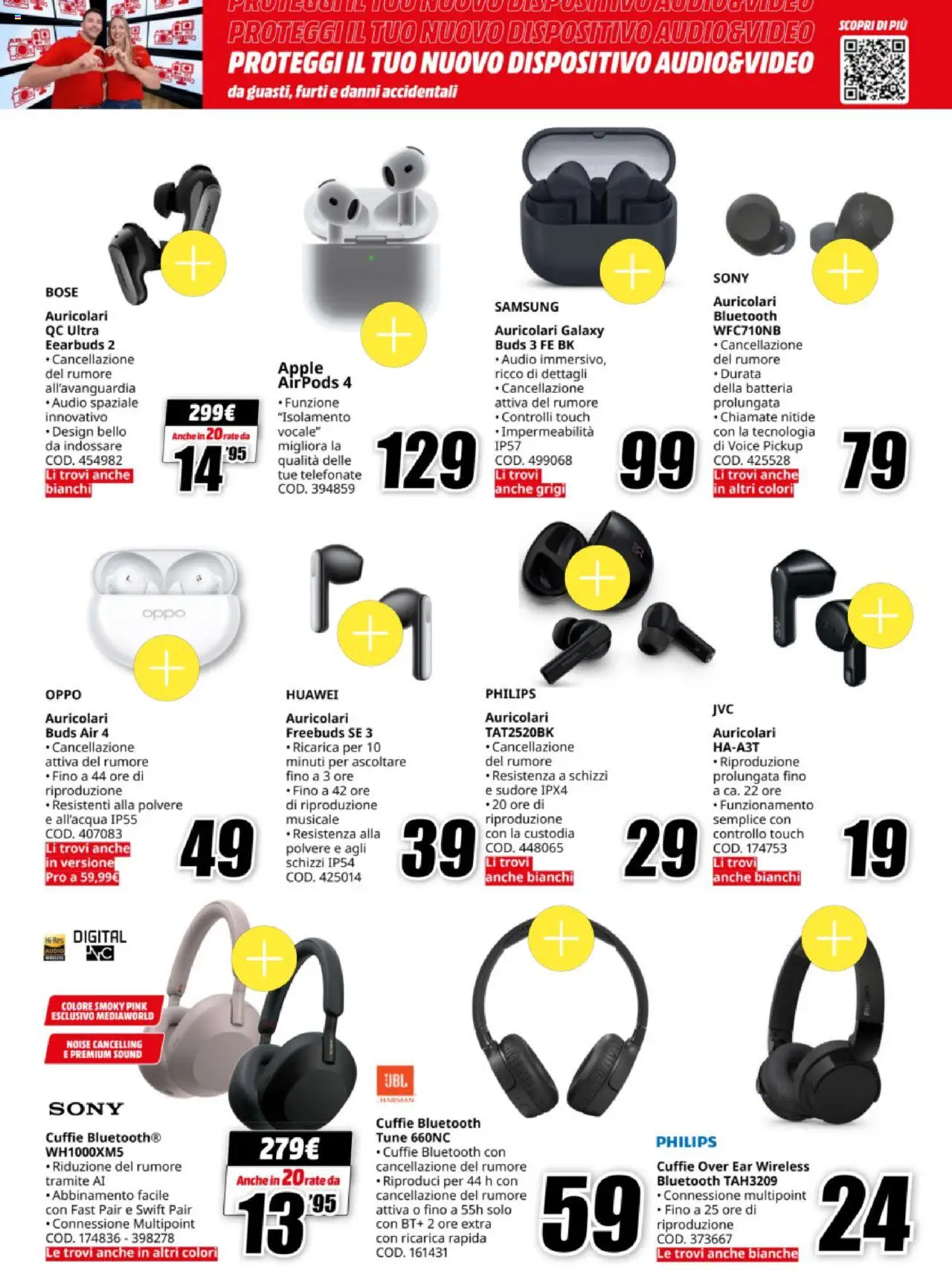 Volantino Media World del 13.10.2025 | Pagina: 9 | Prodotti: Auricolari, Cuffie, Batteria, Samsung