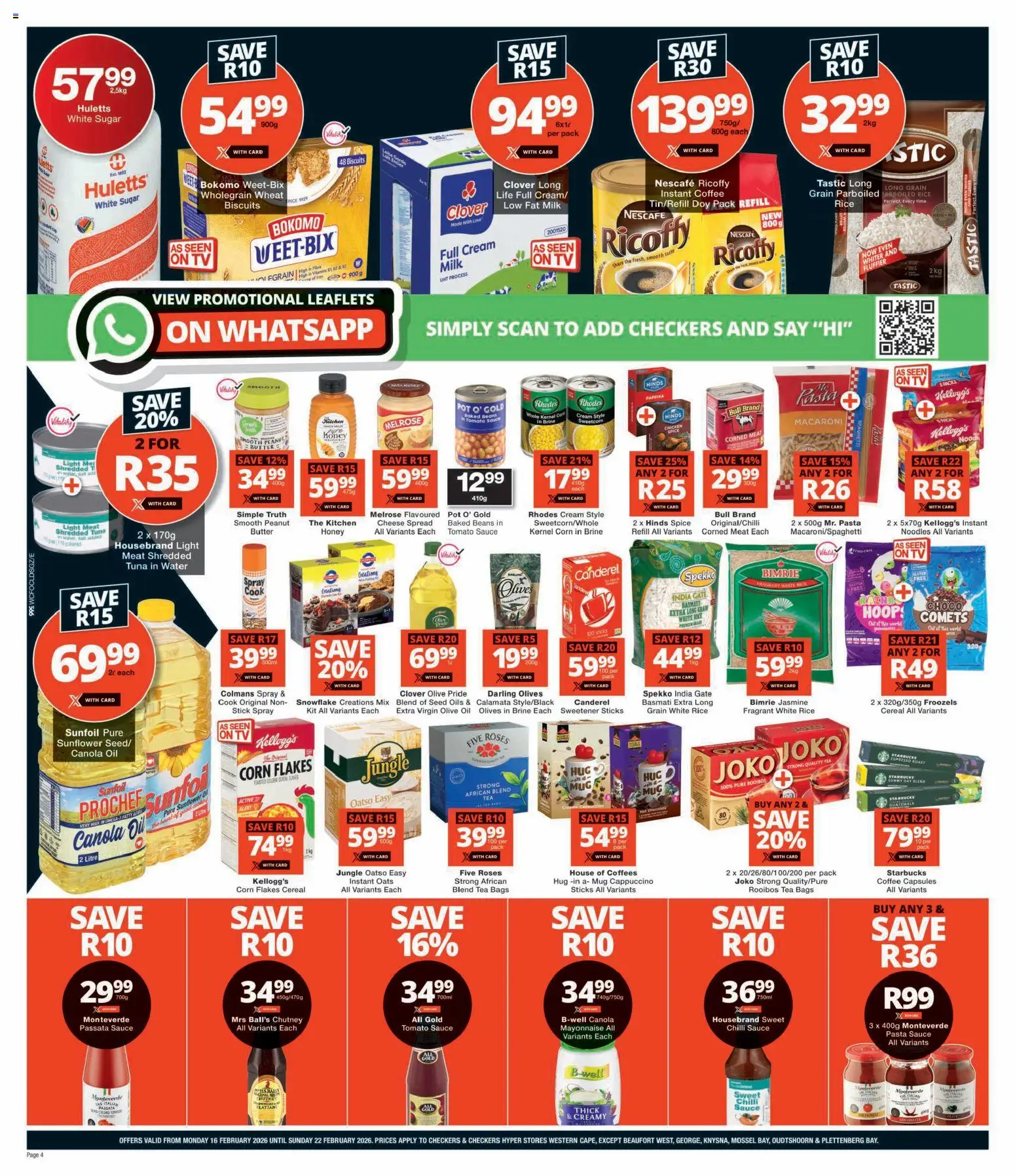 New Checkers catalogue – valid from 16.02.2026 | Page: 4 | Products: Hot chocolate, Chicken, Flakes, Chilli