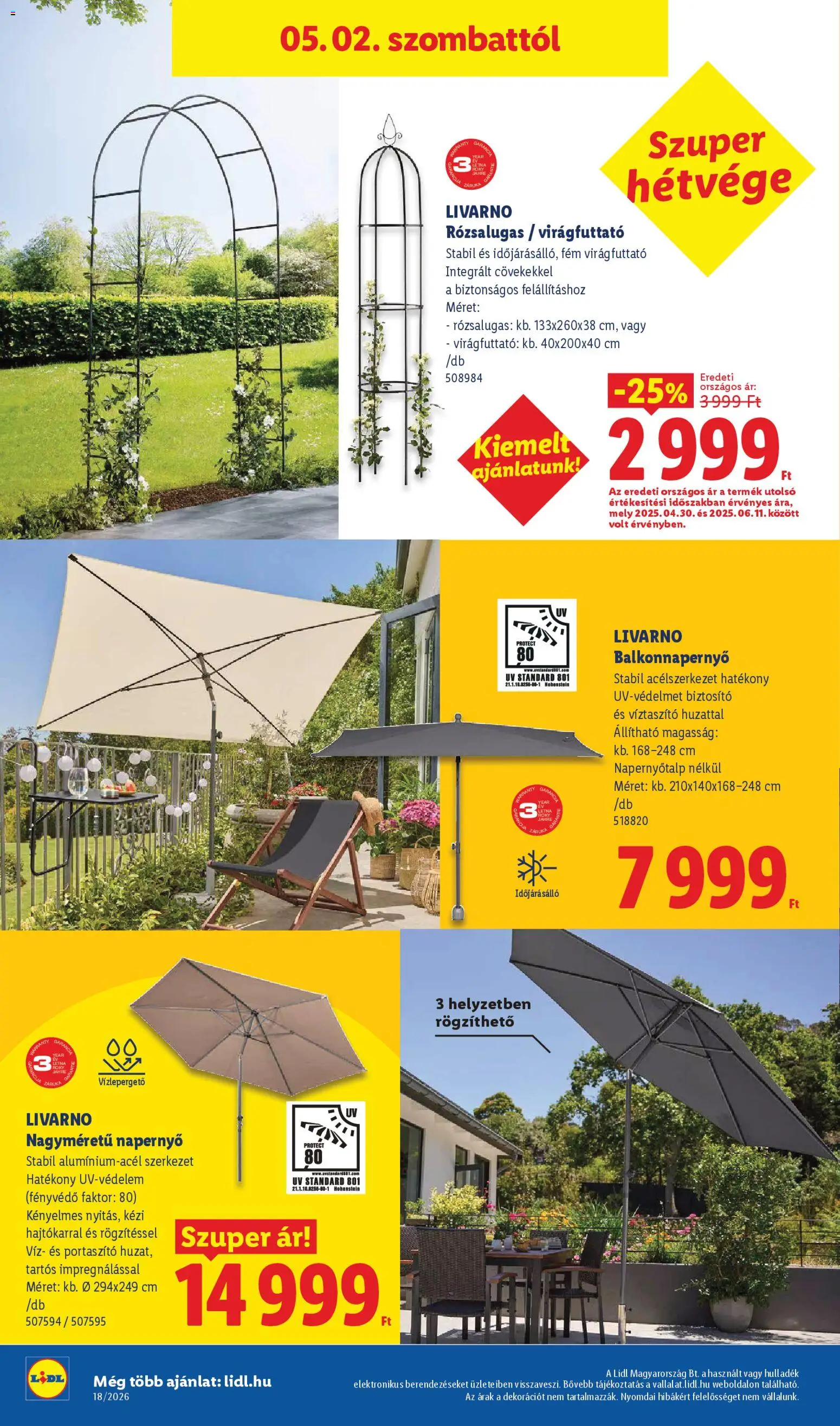 Lidl akciós ujság - amely érvényes a következő dátumtól: 30.04.2026 | Oldal: 40 | Termékek: Virag, Fényvédő, Napernyő