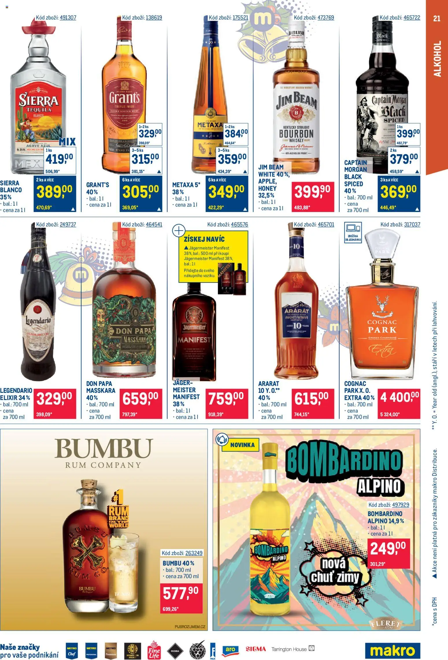 Makro leták - Gastronomie od 17.12.2025 | Strana: 21 | Produkty: Jägermeister, Bourbon, Bombardino, Apple