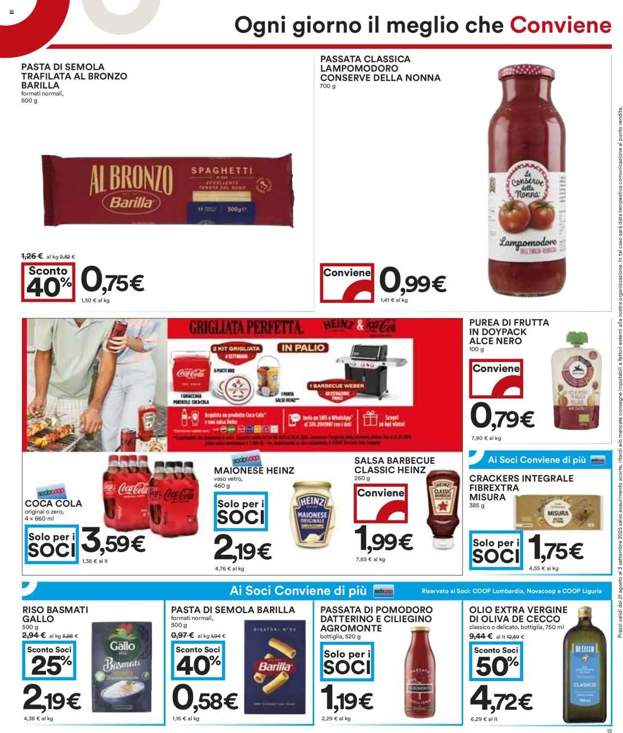 Volantino COOP del 21.08.2025 | Pagina: 13 | Prodotti: Barbecue, Pomodoro, Crackers, Salsa barbecue