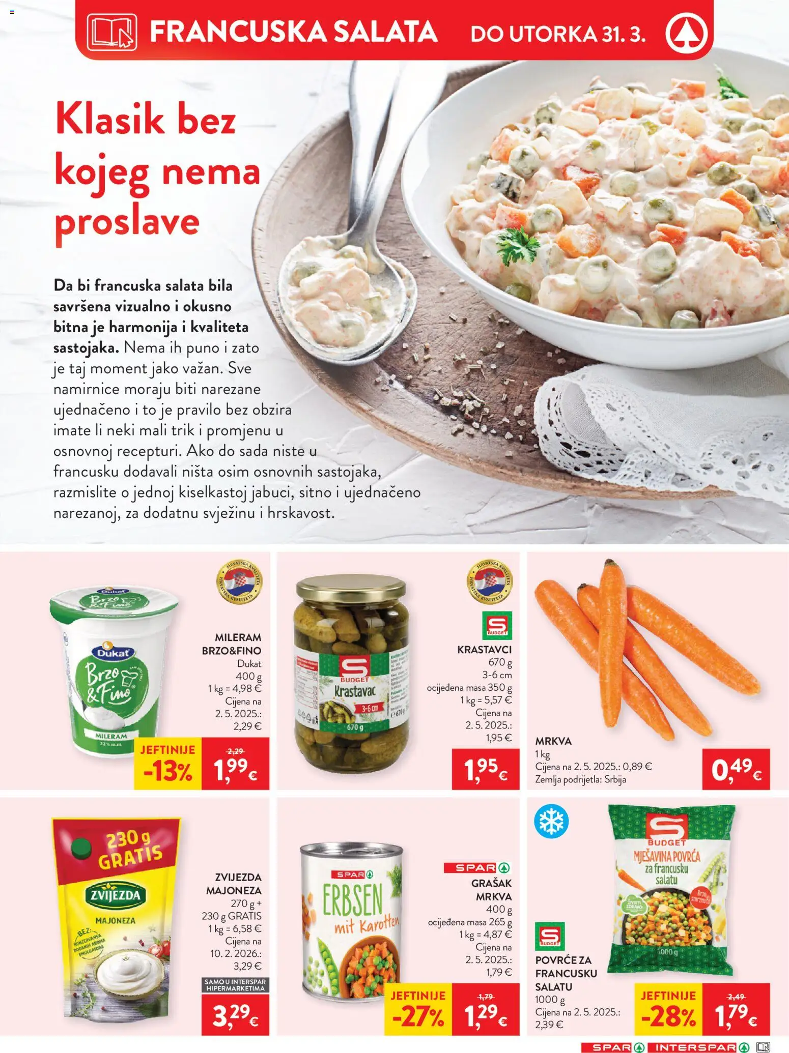 Spar katalog | vrijedi od 25.03.2026 | Stranica: 14 | Proizvodi: Krastavac, Krastavci, Povrće, Majoneza