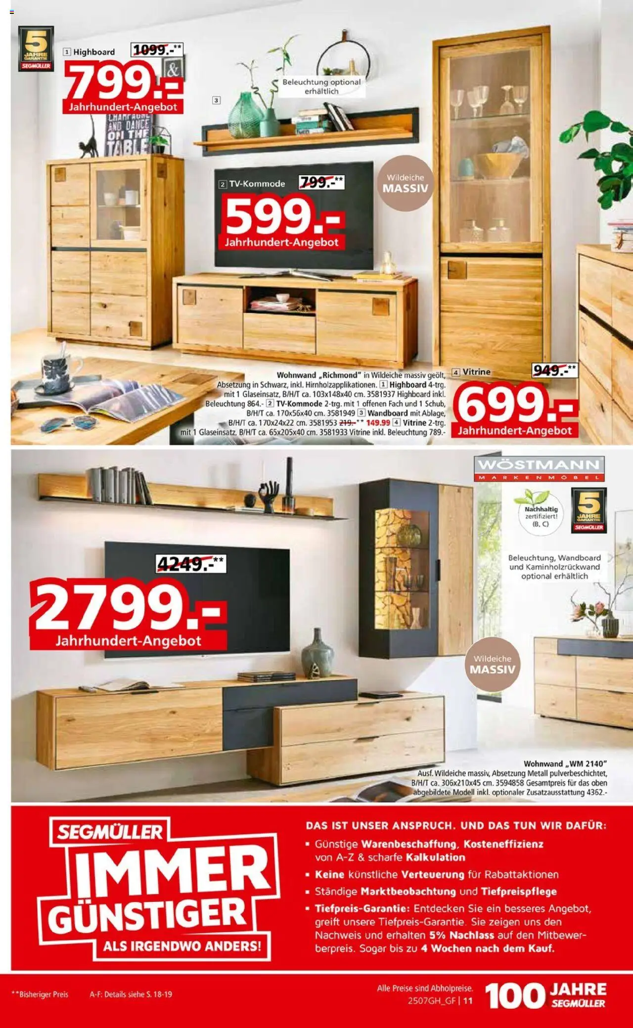 Segmüller Highlight - gültig ab dem 19.07.2025 | Seite: 17 | Produkte: Wohnwand, HIghboard, Wandboard, Vitrine