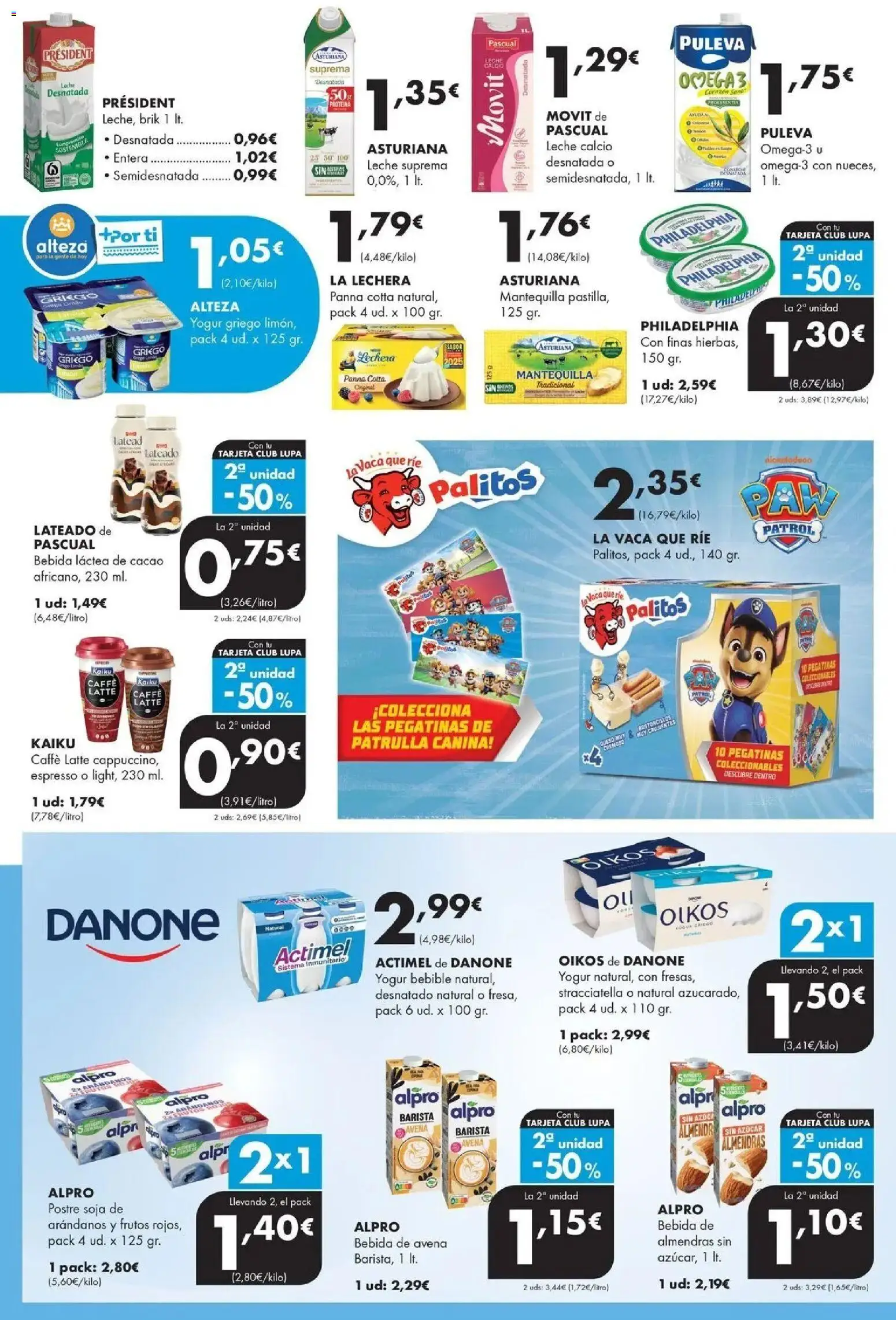 Lupa Supermercados - Tus vecinos de confianza │ válido desde el 05.03.2026 | Página: 14 | Productos: Leche desnatada, Leche, Bebida de avena, Συσκευή ροής