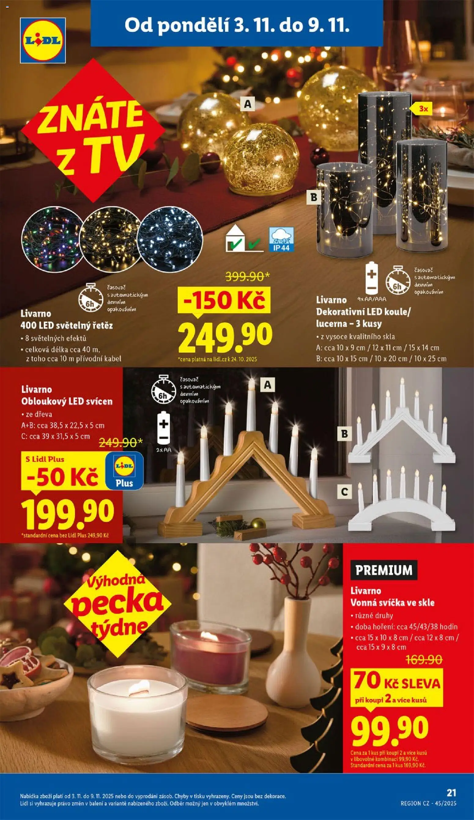 Lidl leták od 03.11.2025 | Strana: 21 | Produkty: Lucerna, Tv, Světelný řetěz, Časovač