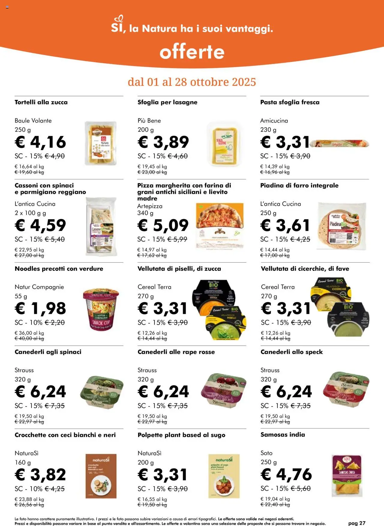 Volantino Natura Sì del 01.10.2025 | Pagina: 27 | Prodotti: Pasta sfoglia, Crocchette, Baule, Parmigiano