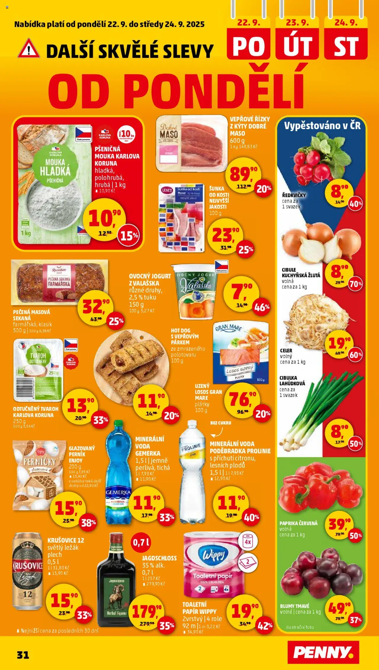 Penny Market leták - Čtvrtečník od 18.09.2025 | Strana: 31 | Produkty: Mouka, Maso, Minerální voda, Celer