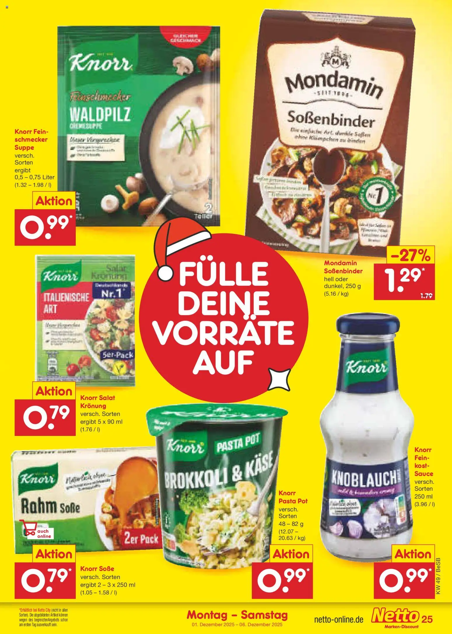 Netto Marken-Discount Prospekt 	 – gültig ab 01.12.2025 | Seite: 27 | Produkte: Käse, Soße, Knoblauch, Pasta