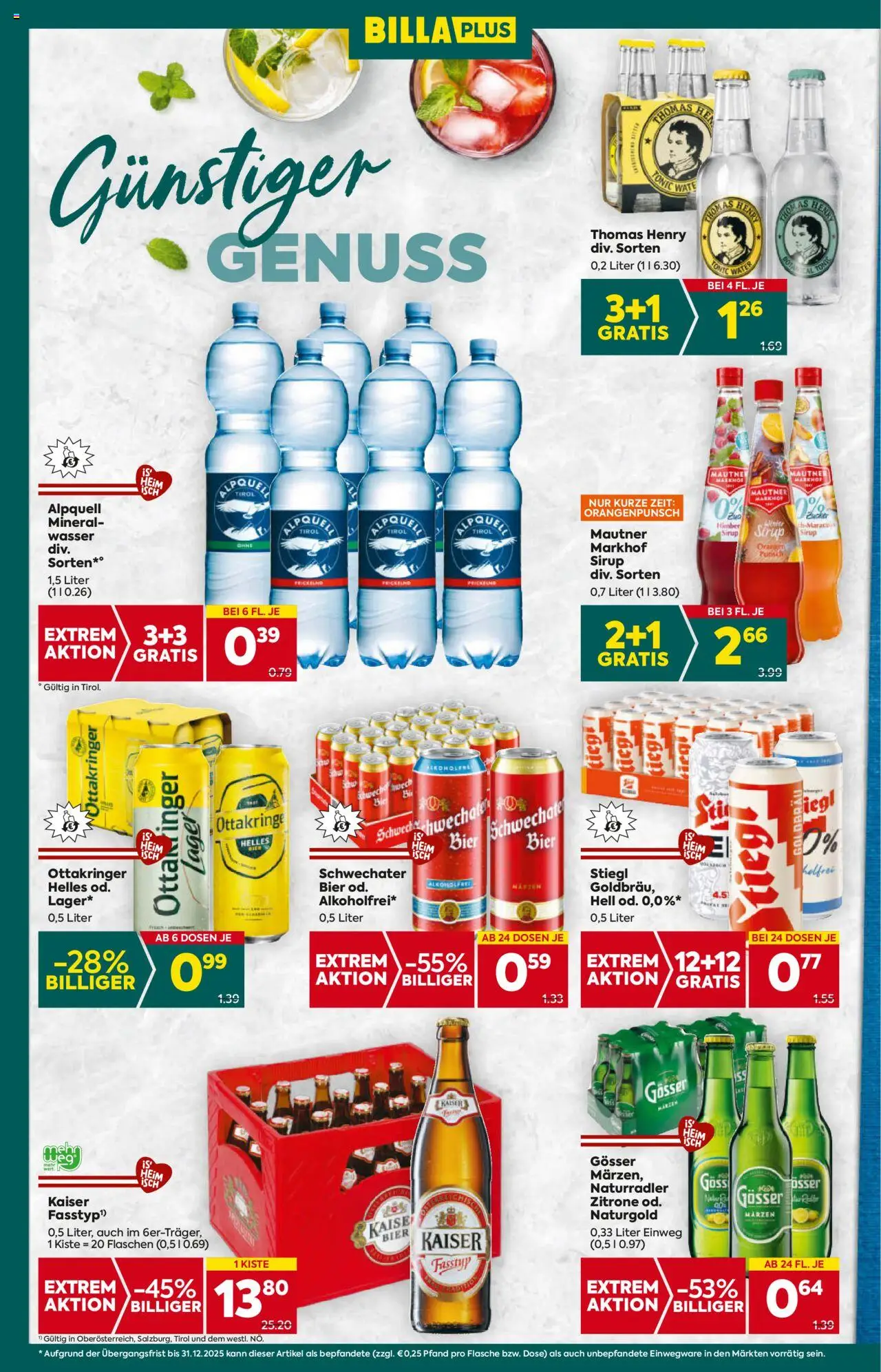 Billa Plus Flugblatt - Tirol gültig ab 09.10.2025 | Seite: 14 | Produkte: Wasser, Zucker, Zitrone, Bier
