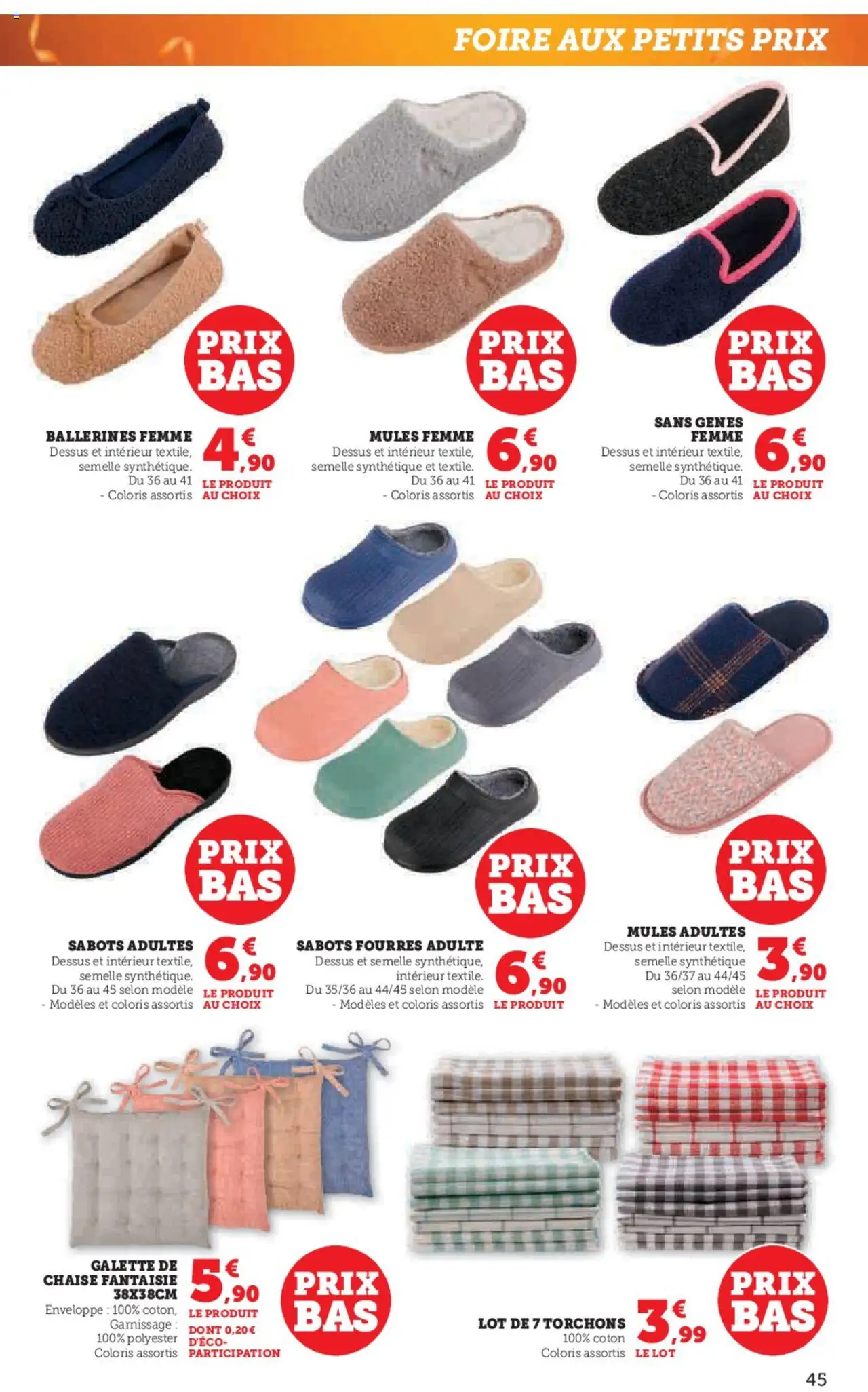  | Page: 45 | Produits: Coton, Enveloppe, Chaise, Ballerines